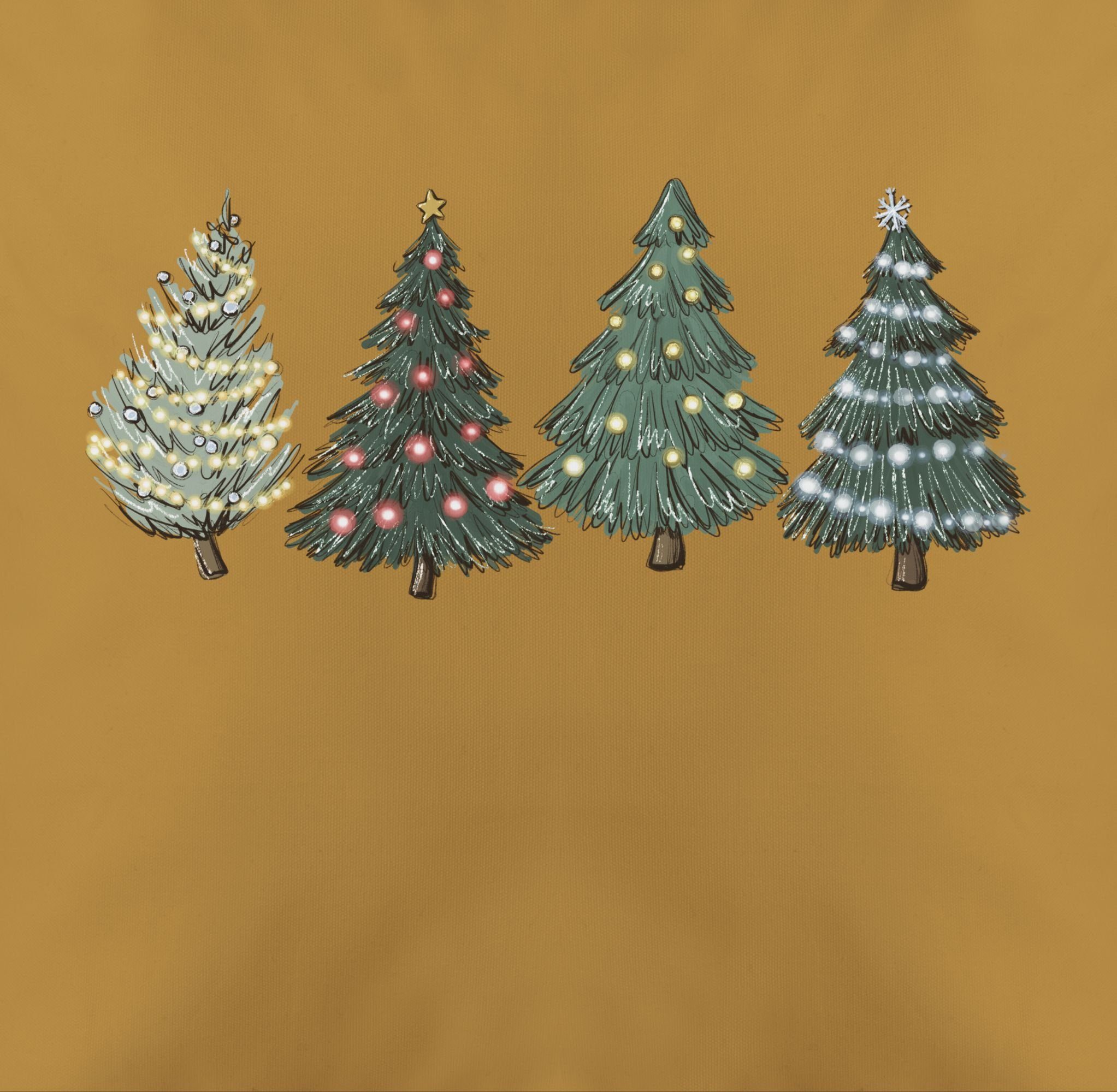 Weihnachtskissen 1 Weihnachtsbäume, Gelb Shirtracer Dekokissen Christmas