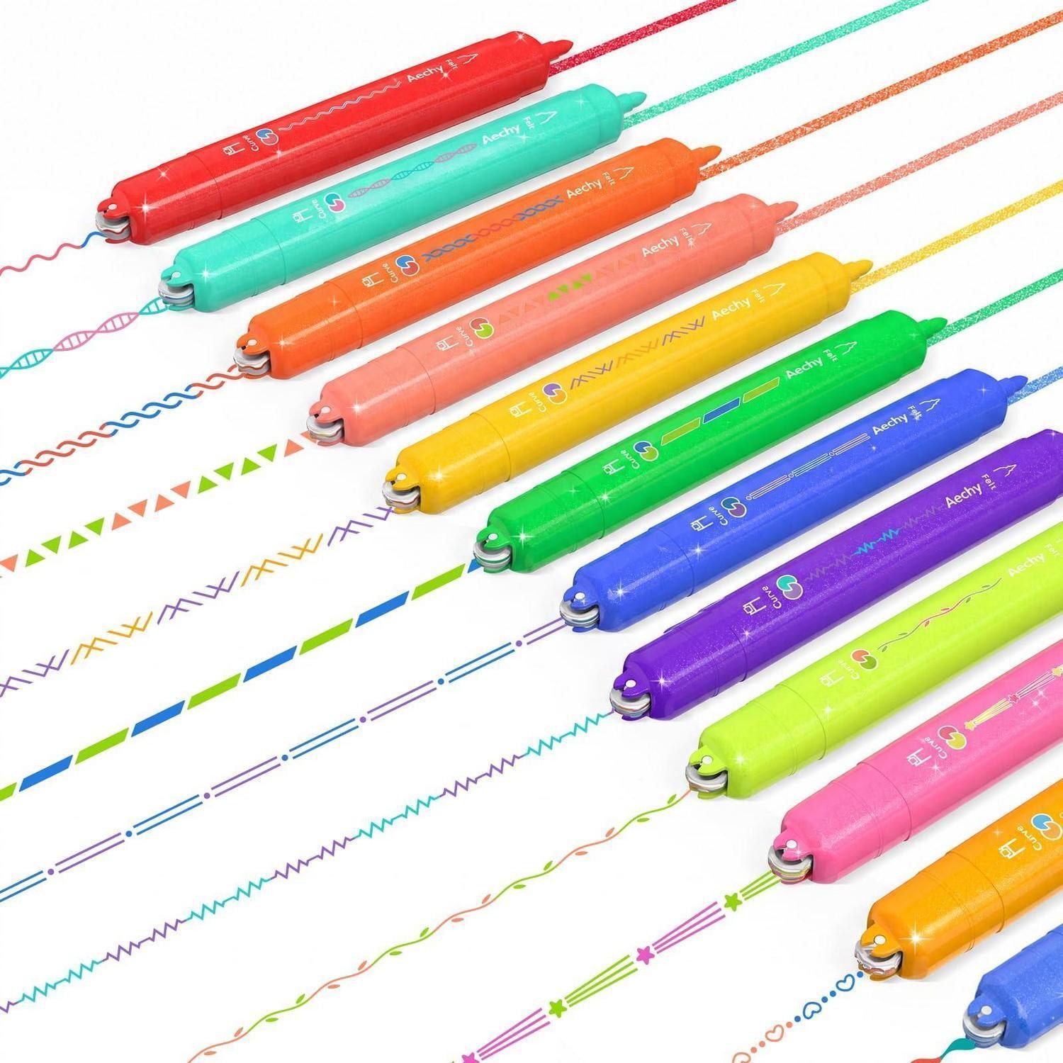 LuxusKollektion Marker Kurvenstifte & Glitzer-Textmarker 12er Set