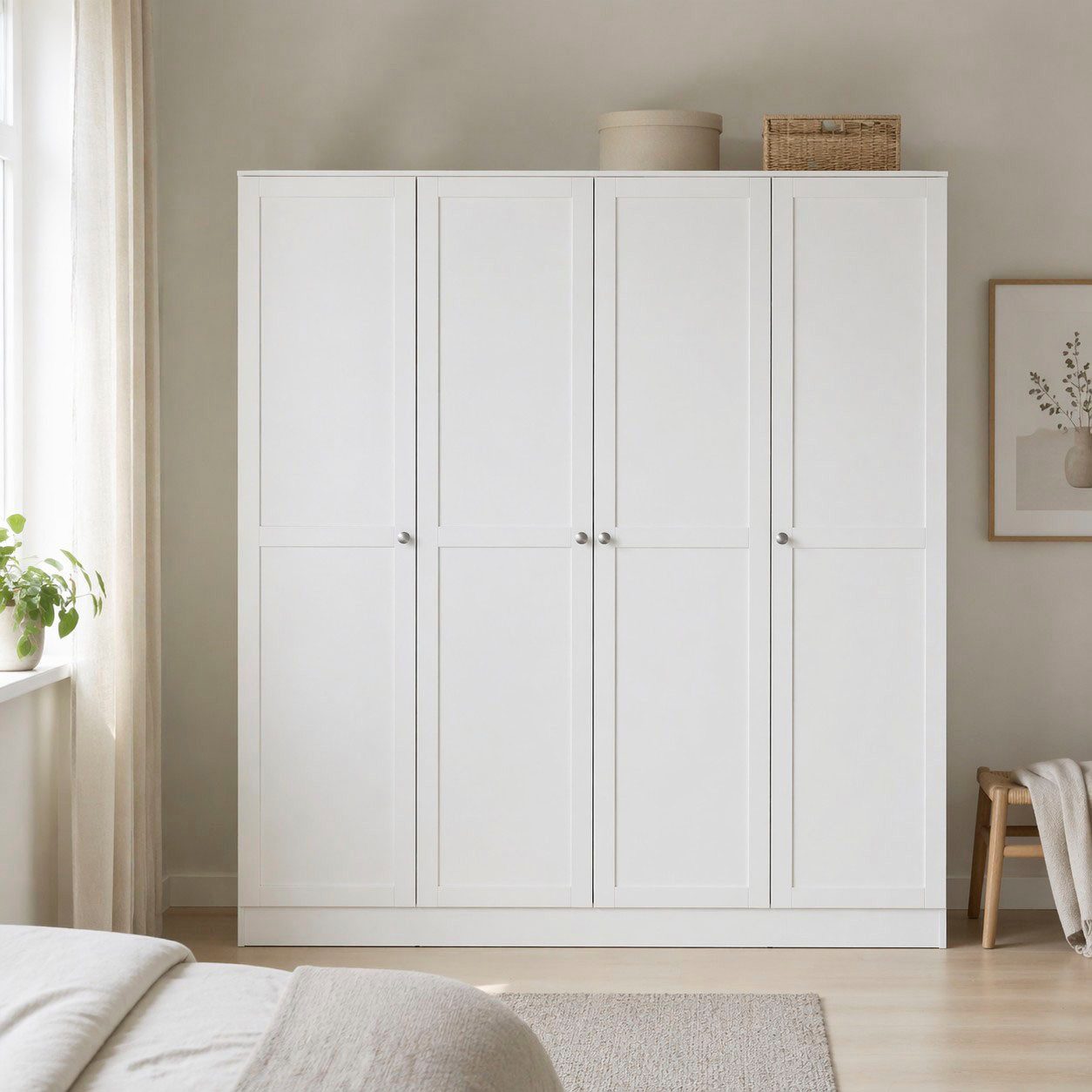 Home affaire Kleiderschrank Billund, skandinavischen Design & viel Stauraum, 2 Breiten 145/195 cm Viel Stauraum mit Böden & Kleiderstange, praktische Aufteilung
