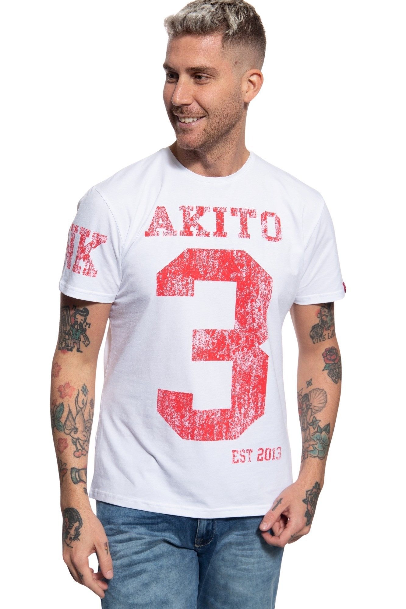 Akito Tanaka Print-Shirt Number (1-tlg) mit Print in der Front und auf dem Ärmel