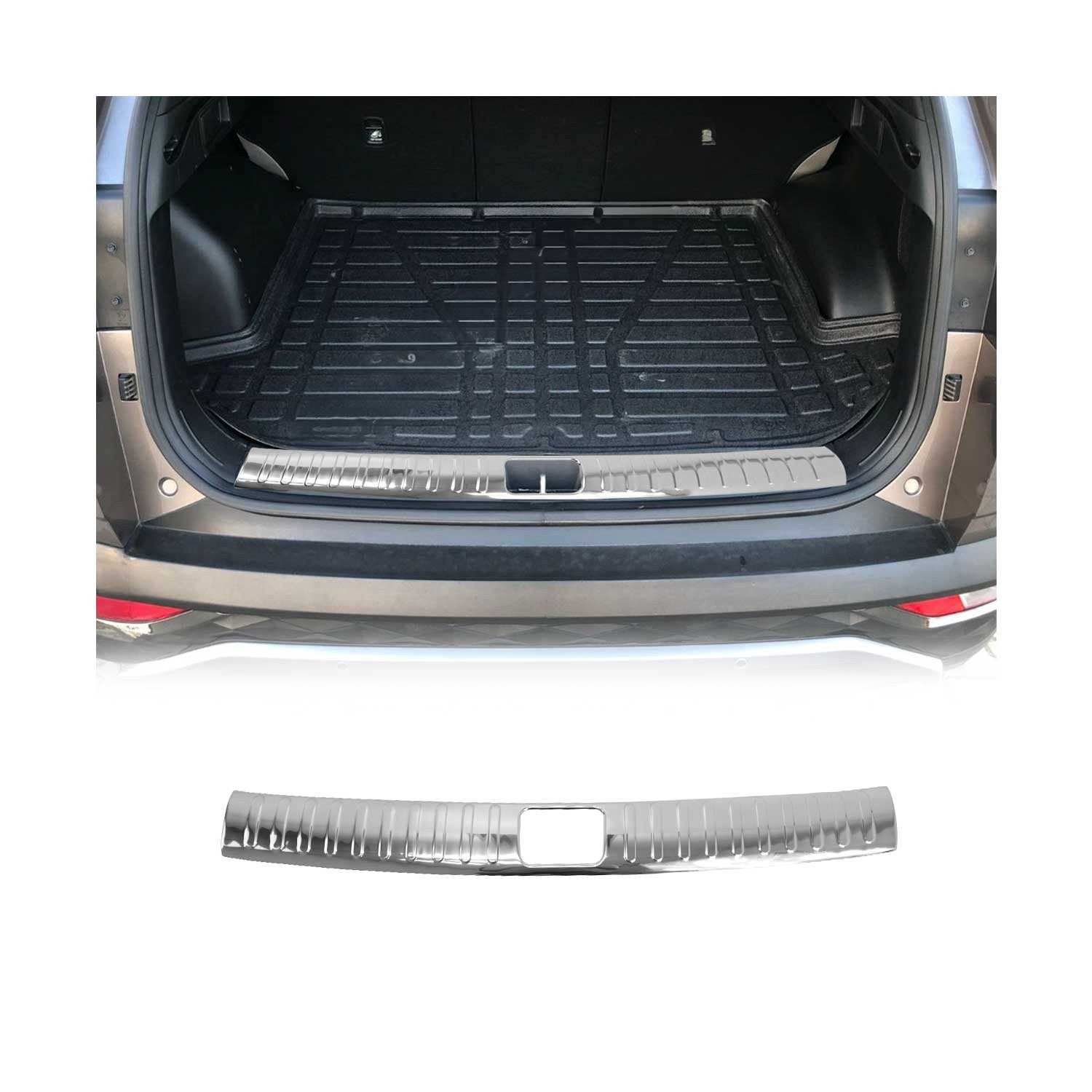 OMAC Ladekantenschutz Innen Ladekantenschutz für Hyundai Tucson 2015-2020 Edelstahl Chrom, Zubehör für Hyundai Tucson 2015-2020, Langlebig,Einfache Reinigung,Einfache Installation,Rostbeständig