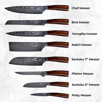Küchenkompane Messer-Set Asiatisches Messerset Kasshoku 8-teiliges Küchenmesser Set Premium (8-tlg)