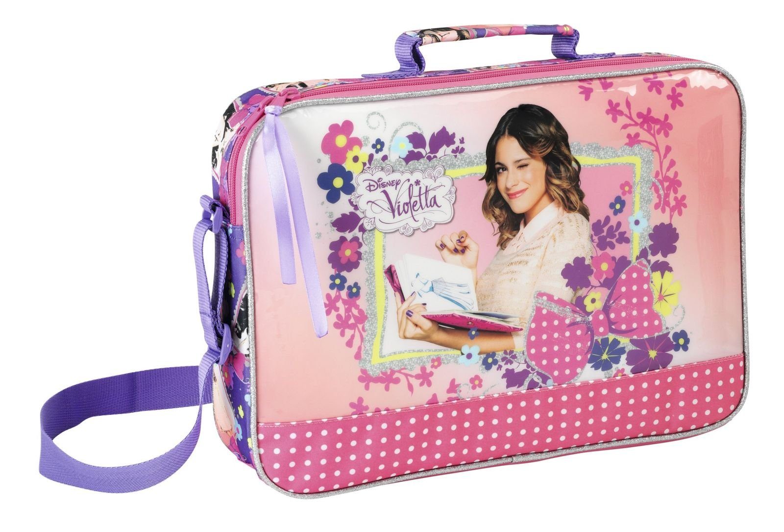 safta Umhängetasche Disney Violetta - XL Schultertasche, 38 x 28 x 6 cm (Reißverschluss, Mädchen), Geringes-Gewicht