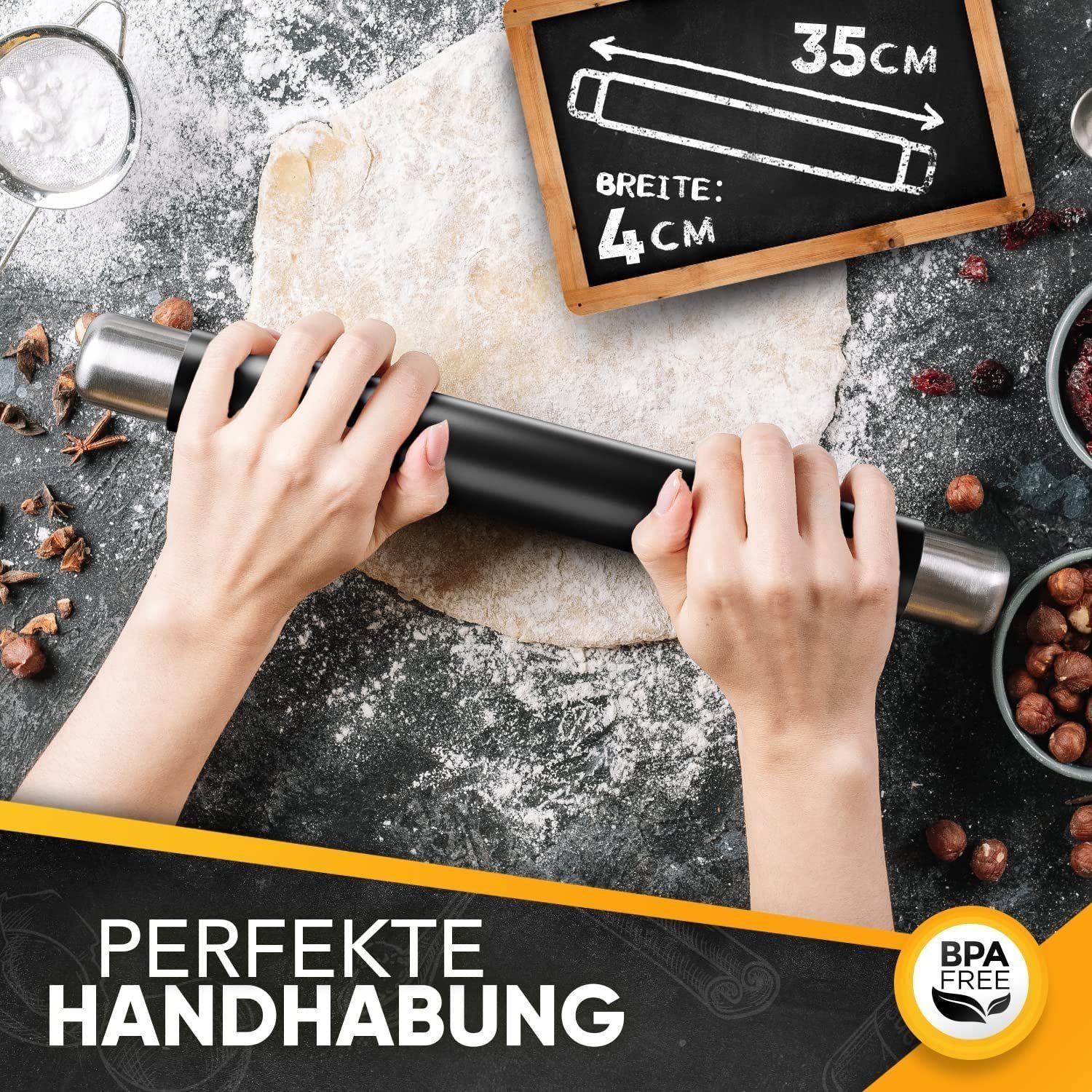 Sidorenko Teigroller Silikon Teigroller BPA freie - Nudelholz Silikon ohne Griffe, Teigrolle mit Antihaftbeschichtung - Backzubehör für Fondant Roller