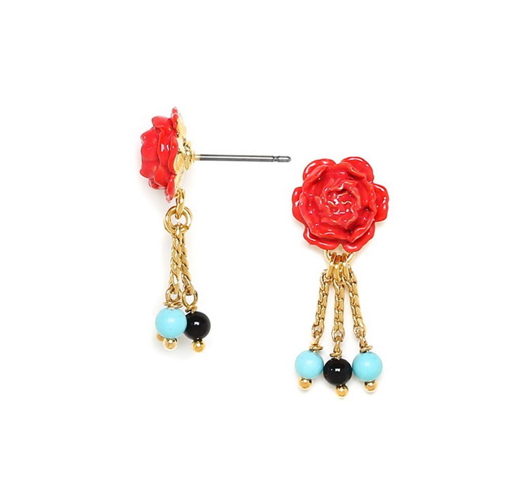 Mugello Paar Ohrstecker Lucie Ohrstecker Blumen-Ohrringe verspielt niedlich, Handarbeit aus Frankreich, Messing mit 18K-Vergoldung (750er-Gold)