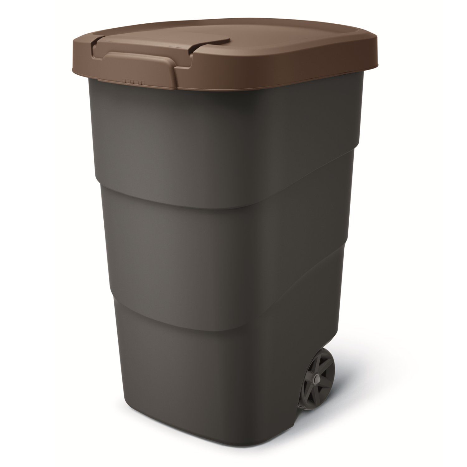 Prosperplast Mülleimer Wheeler, 95L Müllbehälter mit Rädern Braun