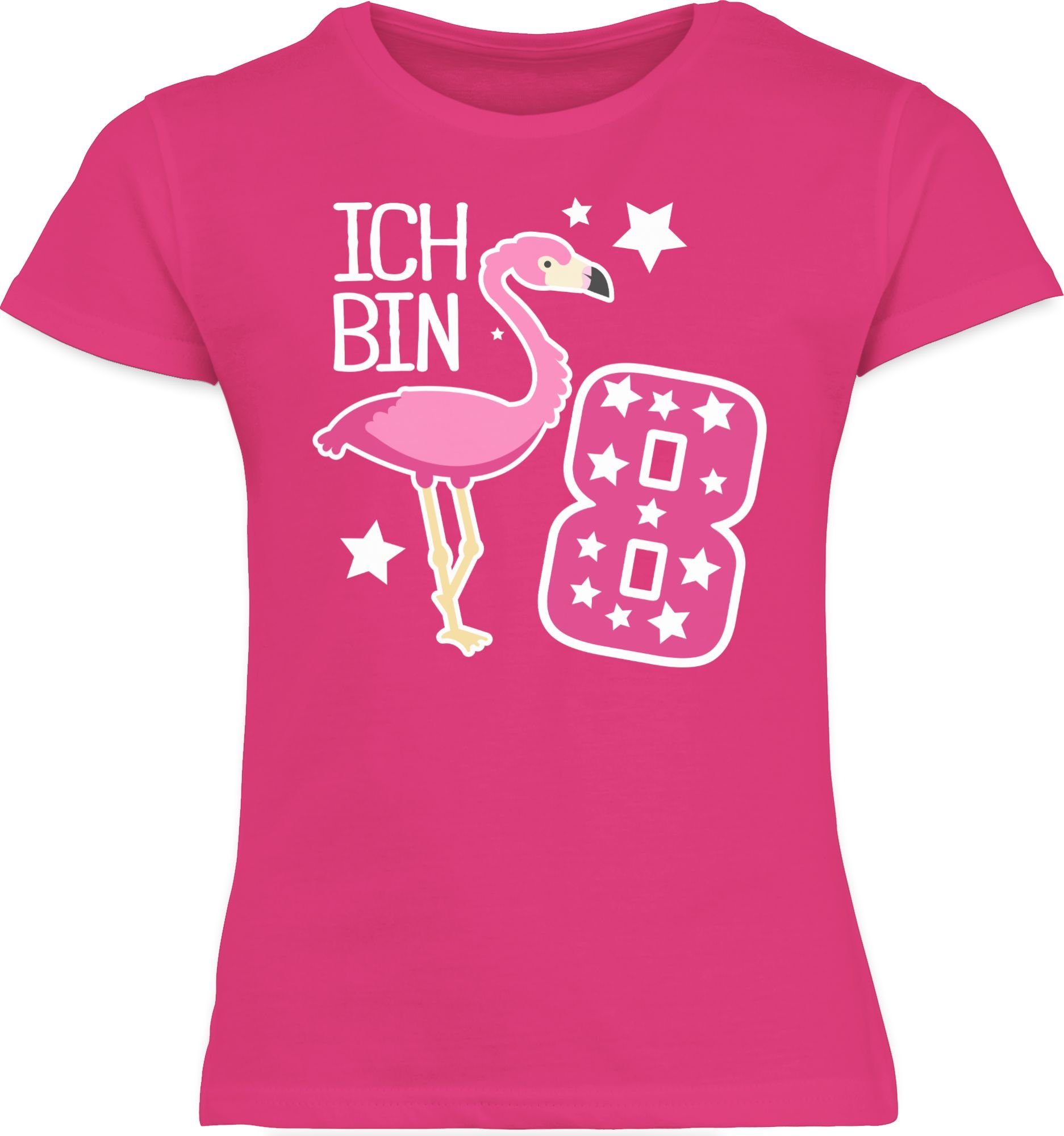 T-Shirt 8. Shirtracer Fuchsia 2 Flamingo Ich Geburtstag bin acht