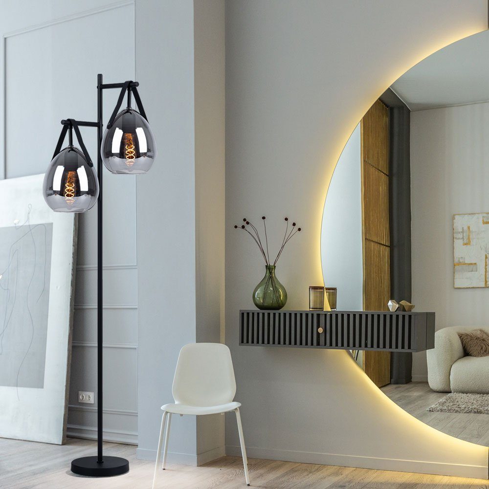 Globo Stehlampe, inklusive, Wohnzimmer Rauchglas Leuchtmittel Stehleuchte Standleuchte nicht Retro Stehlampe