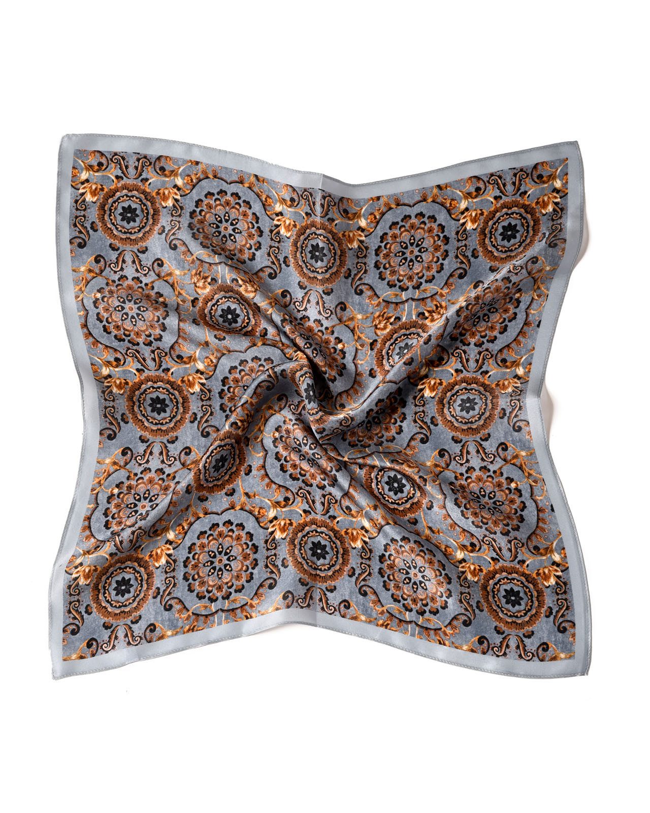 MayTree Seidentuch quadratisch Blumen 53x53cm jeansblau, Nickituch, Bandana günstig online kaufen