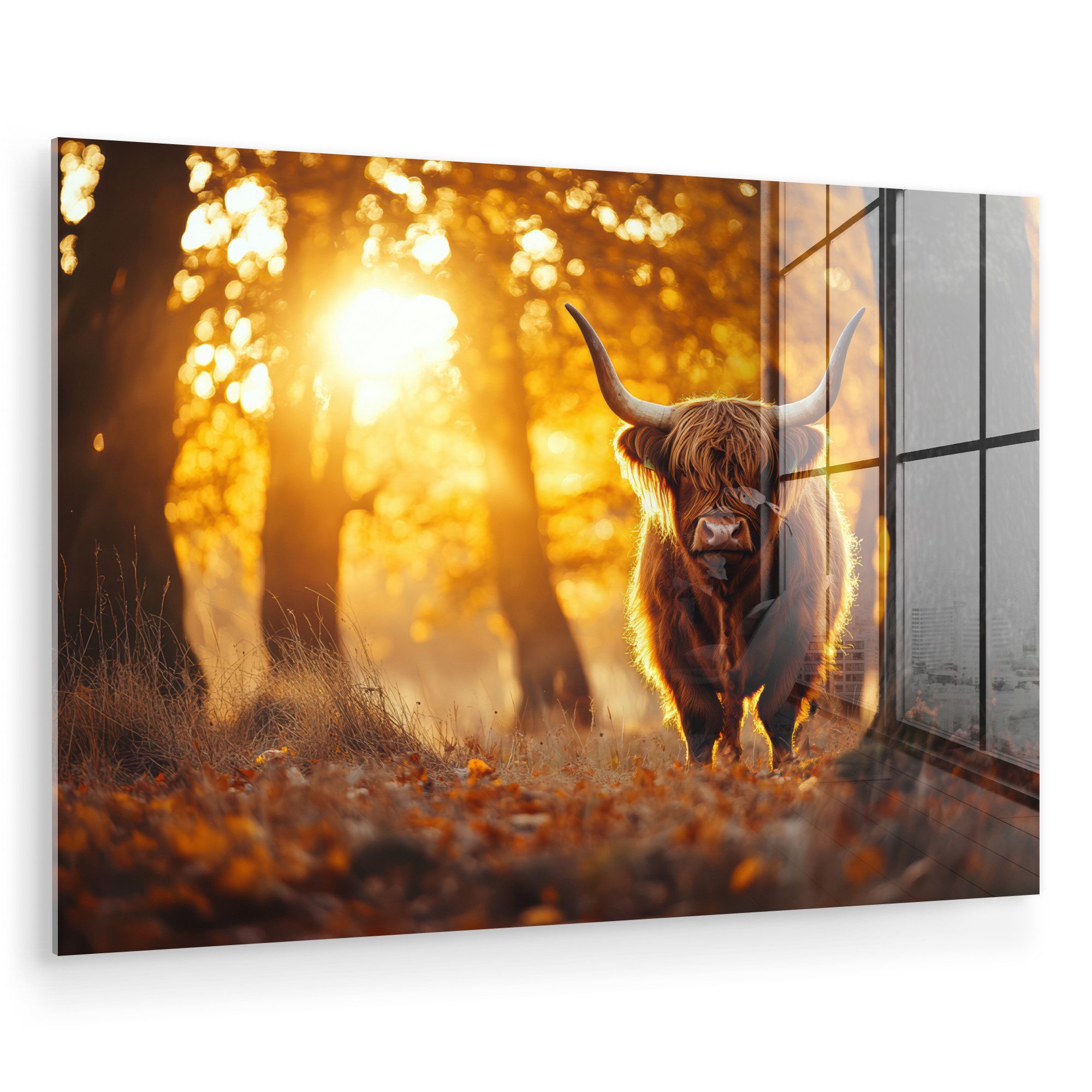 MuchoWow Acrylglasbild Schottische Highlander - Wald günstig online kaufen