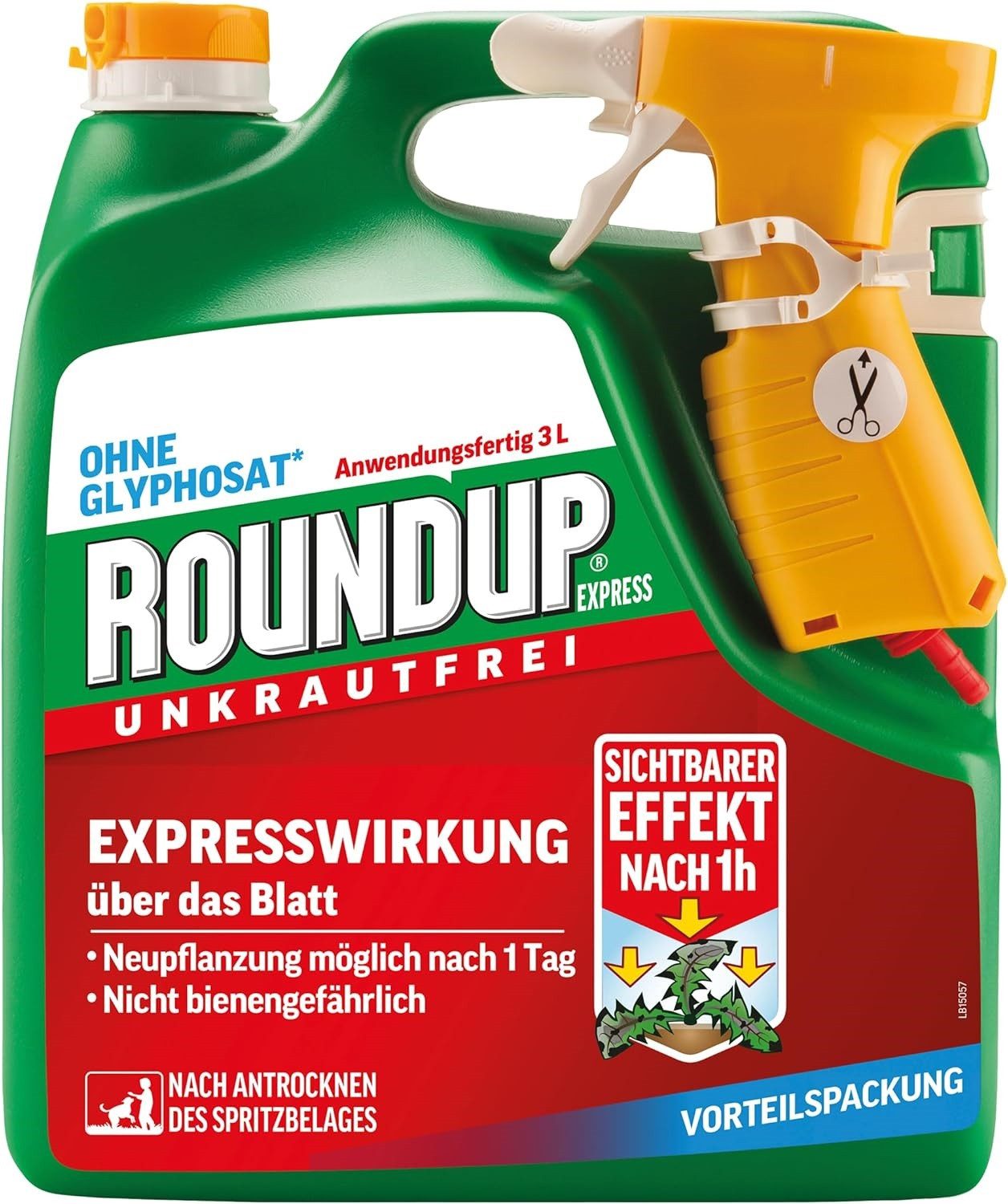 Unkrautbekämpfungsmittel Roundup Express Unkrautfrei Sprühsystem 3 Liter Anwendungsfertig