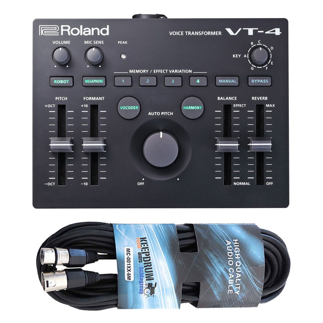 Roland Aira VT-4 Voice Transformer mit XLR Kabel Digitales Aufnahmegerät
