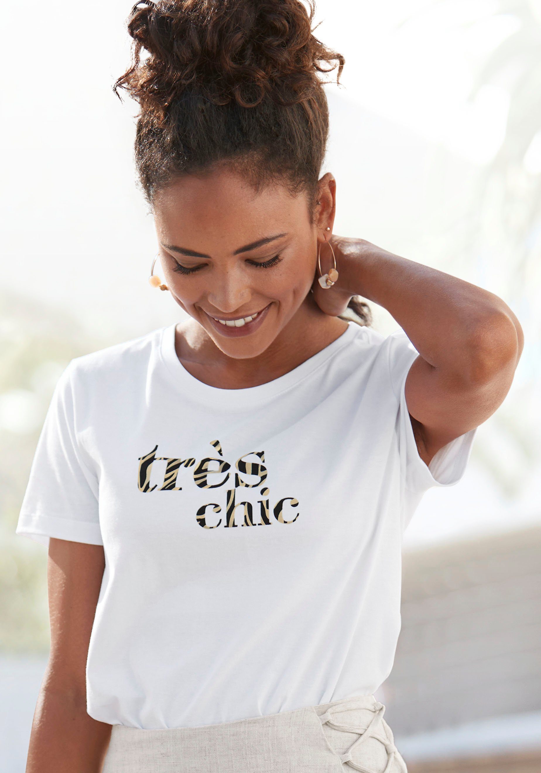 LASCANA T-Shirt mit Print, Kurzarmshirt aus günstig online kaufen