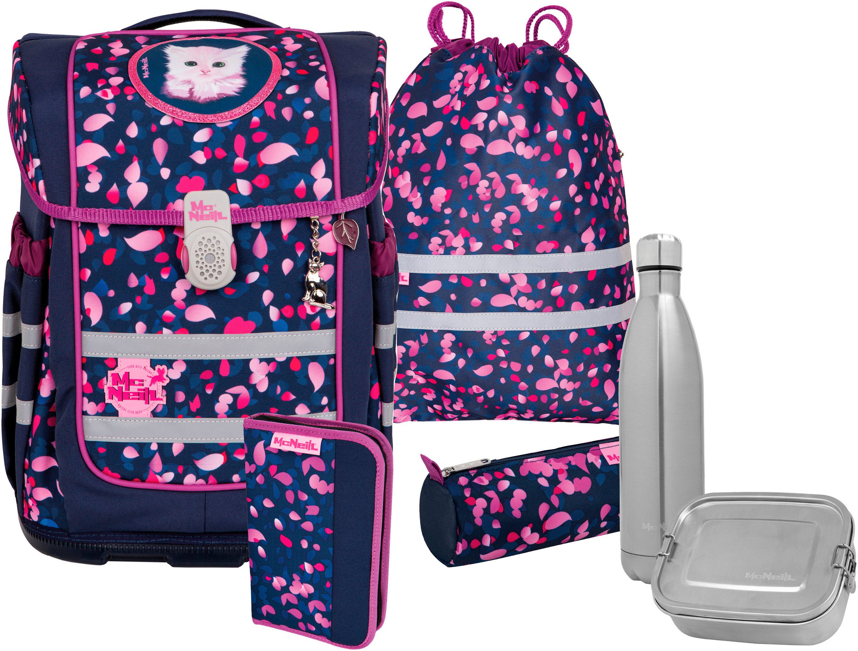 McNeill Ранцы Ergo Compacto, Dream (Set, 5-tlg), inkl. Federmäppchen, Turnbeutel, Schlamperrolle & Motivmagnet