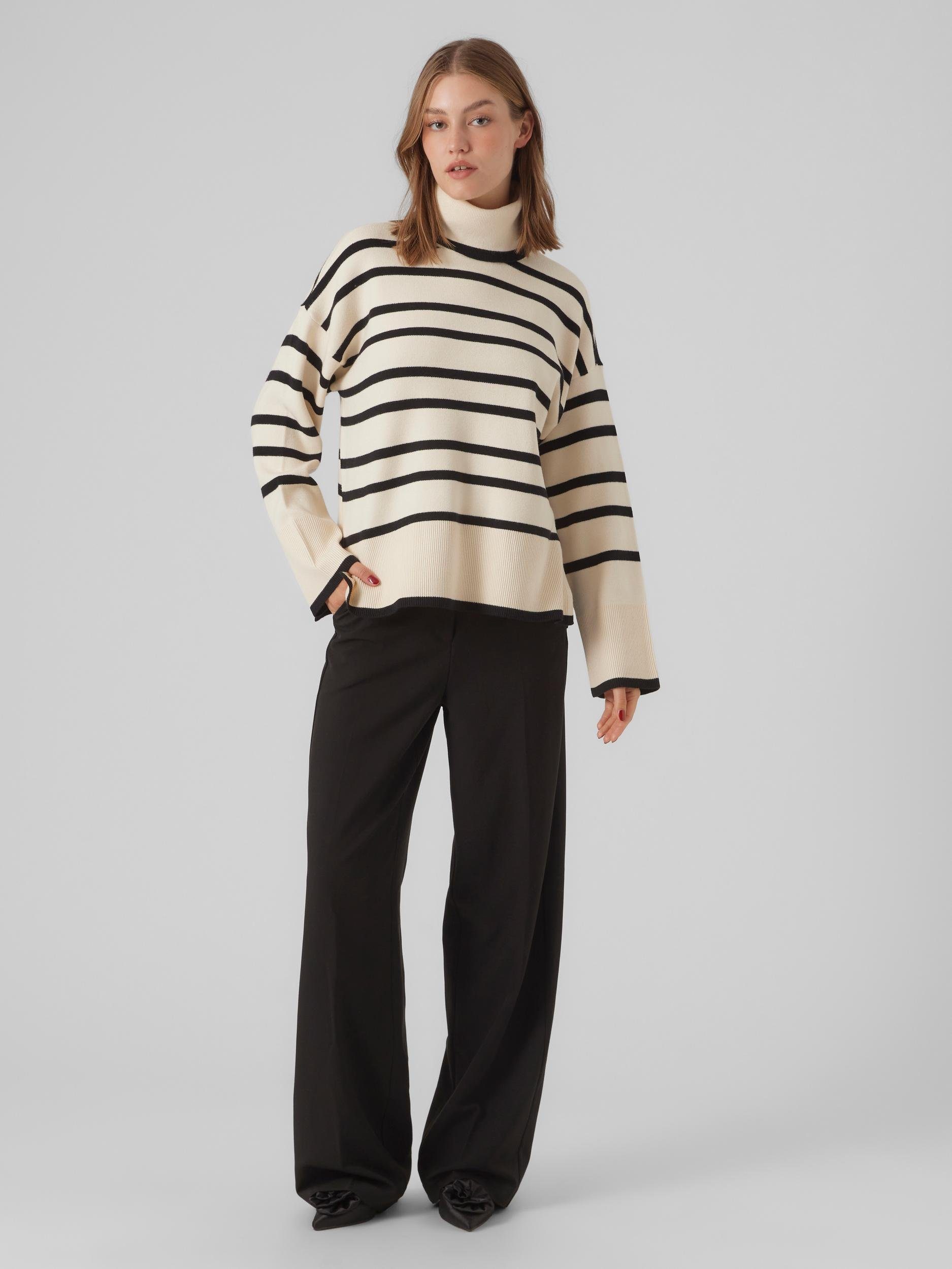 Rollkragenpullover Birch LS Moda GA PULLOVER ROLLNECK NOOS VMSABA Stripes:BLACK Vero