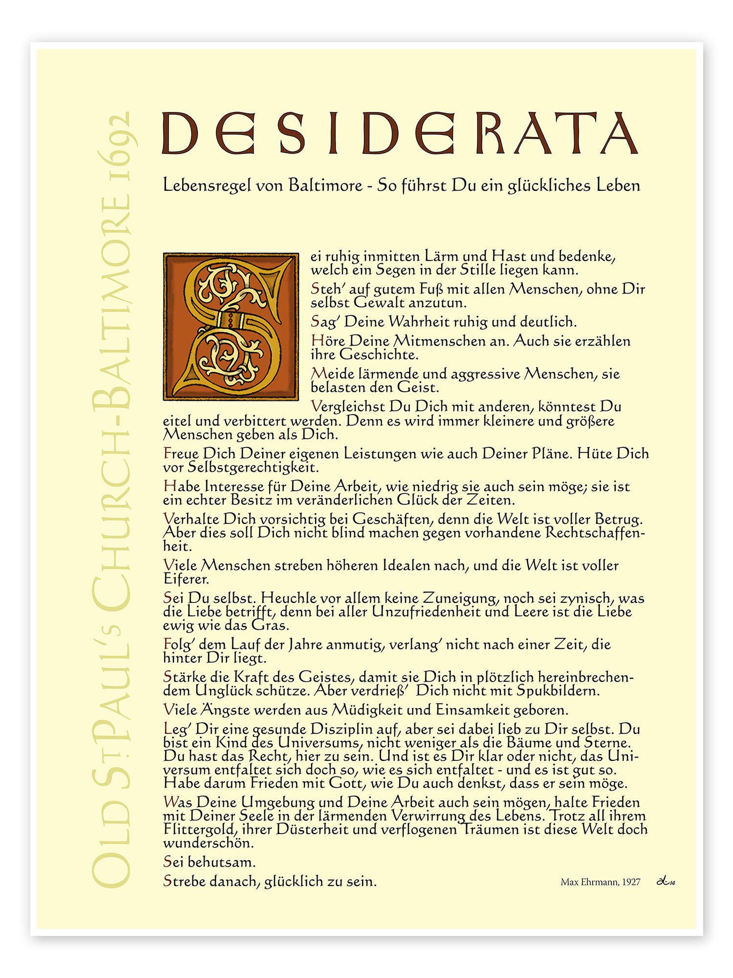 Posterlounge Poster Dirk H. Wendt, Desiderata günstig online kaufen