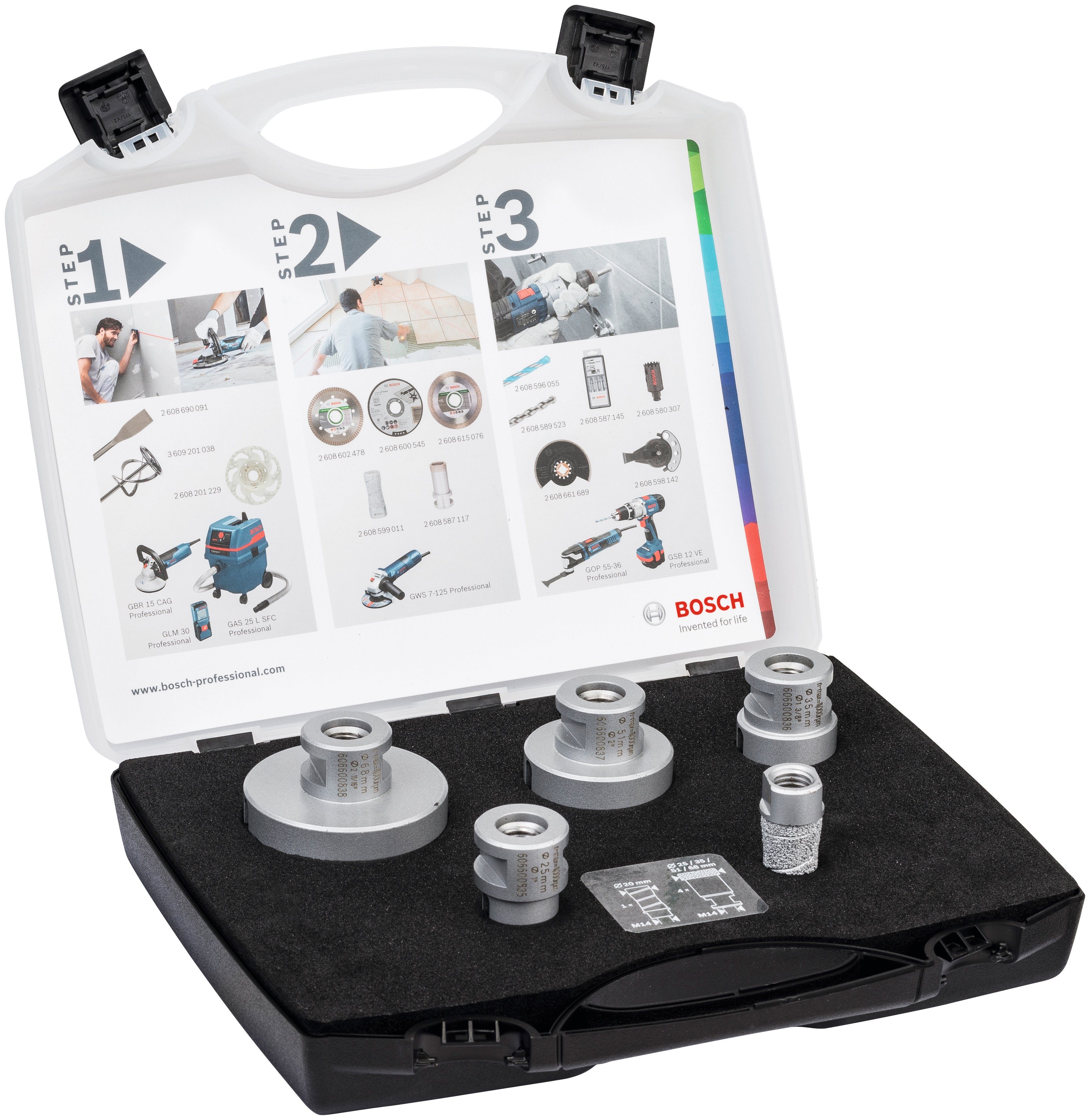 Bosch Professional Bohrersatz Diamond DrySpeed, (Set, 5-tlg), Diamantrockenbohrer 20 - 68 mm