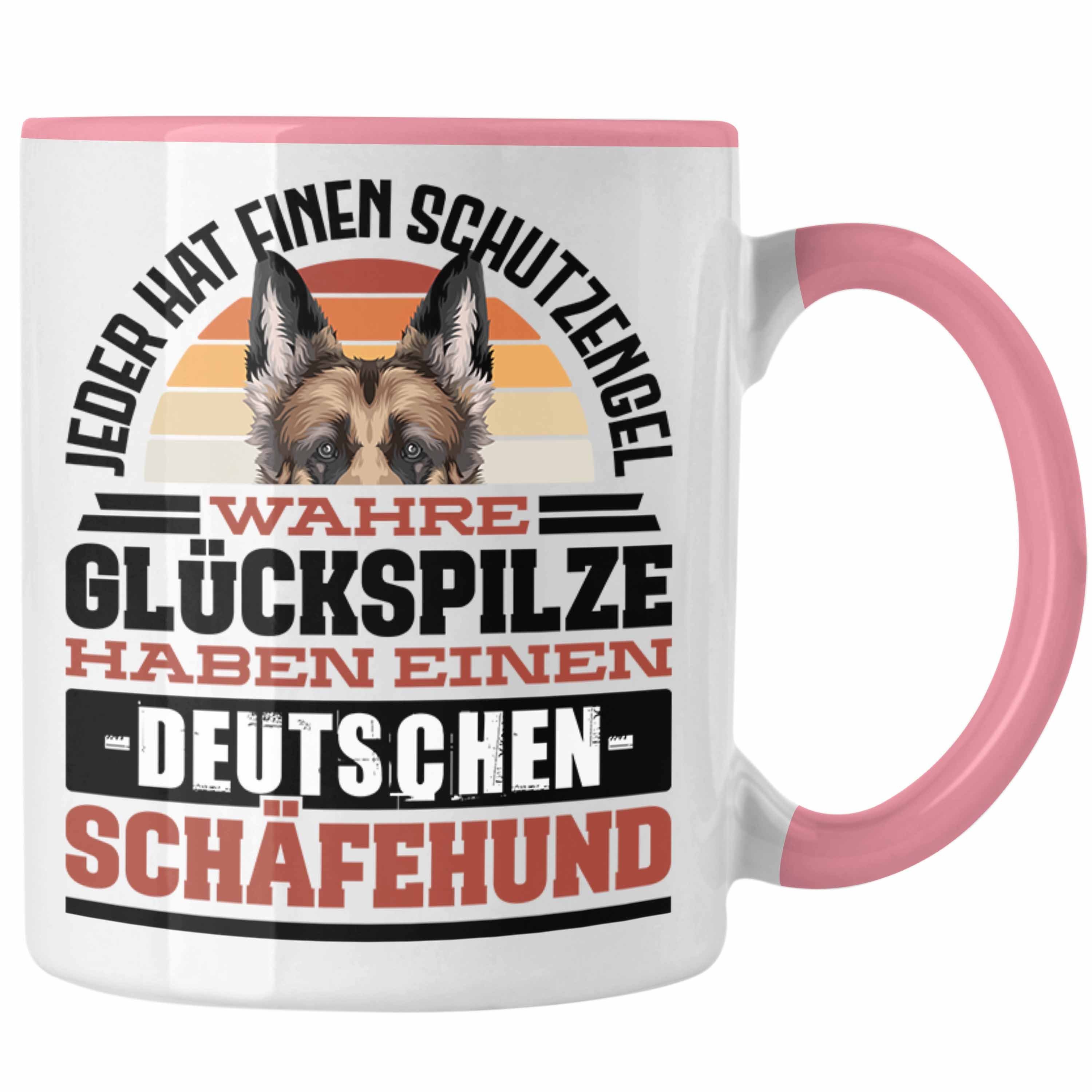 Trendation Tasse Deutscher Schäferhund Tasse Geschenkidee Kaffee-Becher Schäferhund Bes Rosa