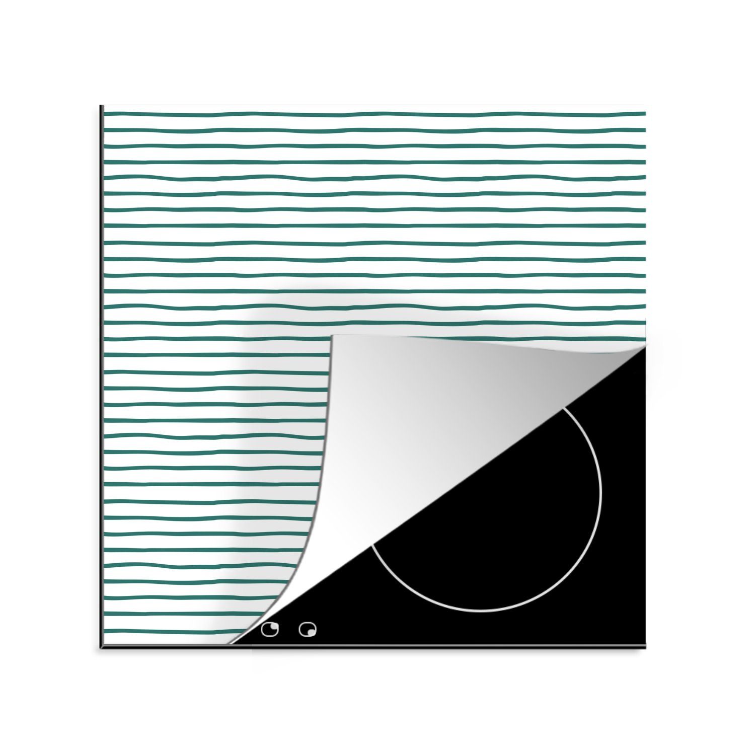 MuchoWow Herdblende-/Abdeckplatte Weiß - Grün - Gemustert, Vinyl, (1 tlg), 78x78 cm, Ceranfeldabdeckung, Arbeitsplatte für küche