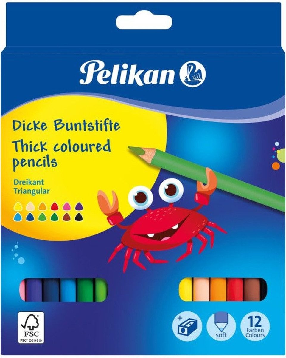 Pelikan Buntstift Buntstifte dick inkl. Anspitzer VE=12 Farben