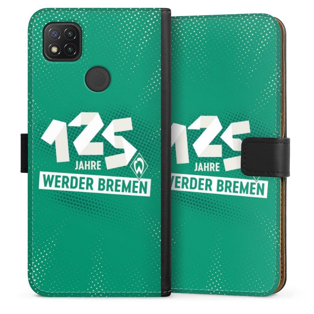 DeinDesign Handyhülle 125 Jahre Werder Bremen Offizielles Lizenzprodukt, Xiaomi Redmi 9C Hülle Handy Flip Case Wallet Cover Handytasche Leder