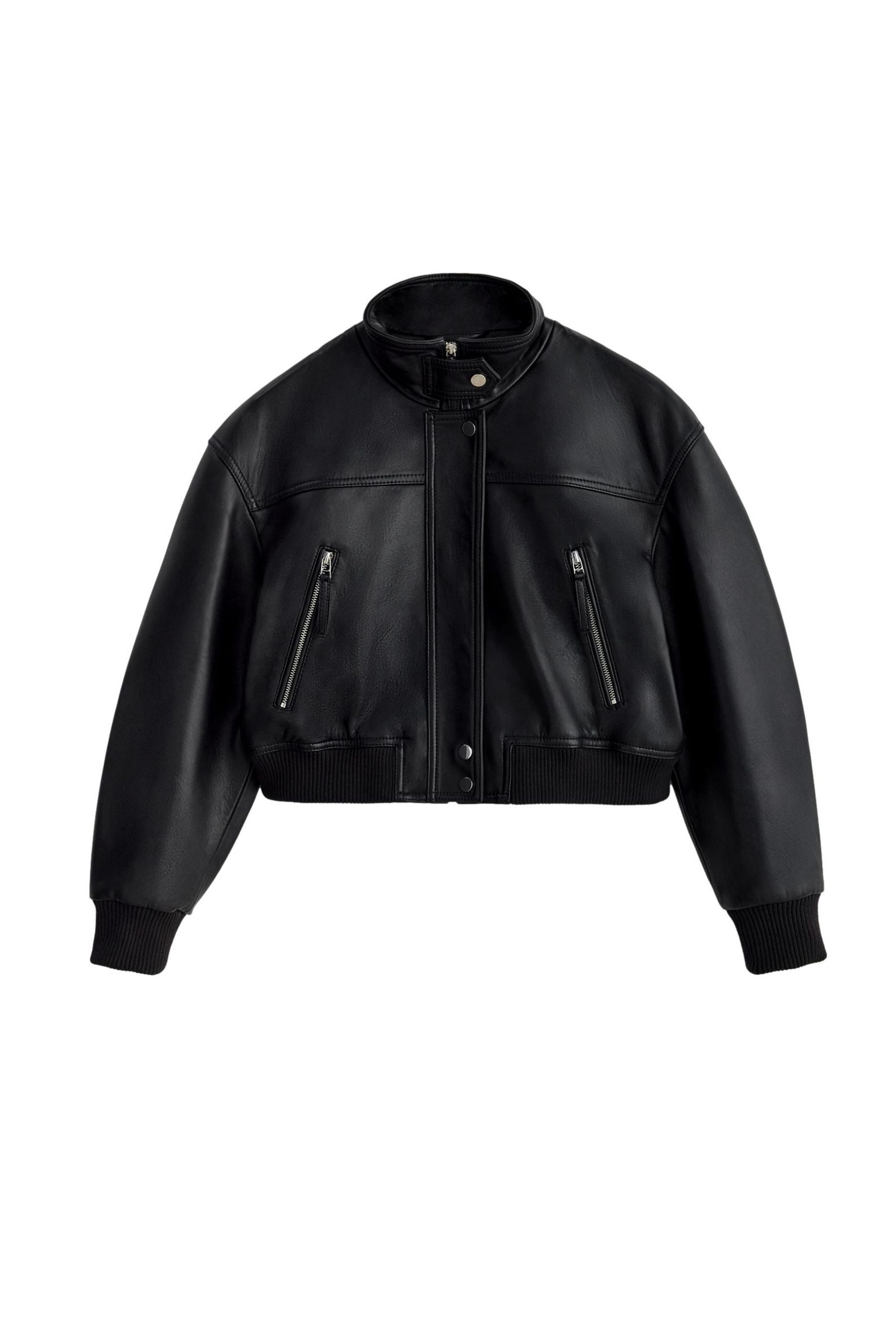 Bhoem Bikerjacke BHOEM Kurze Bikerjacke aus echtem Leder, schwarz (1-St)