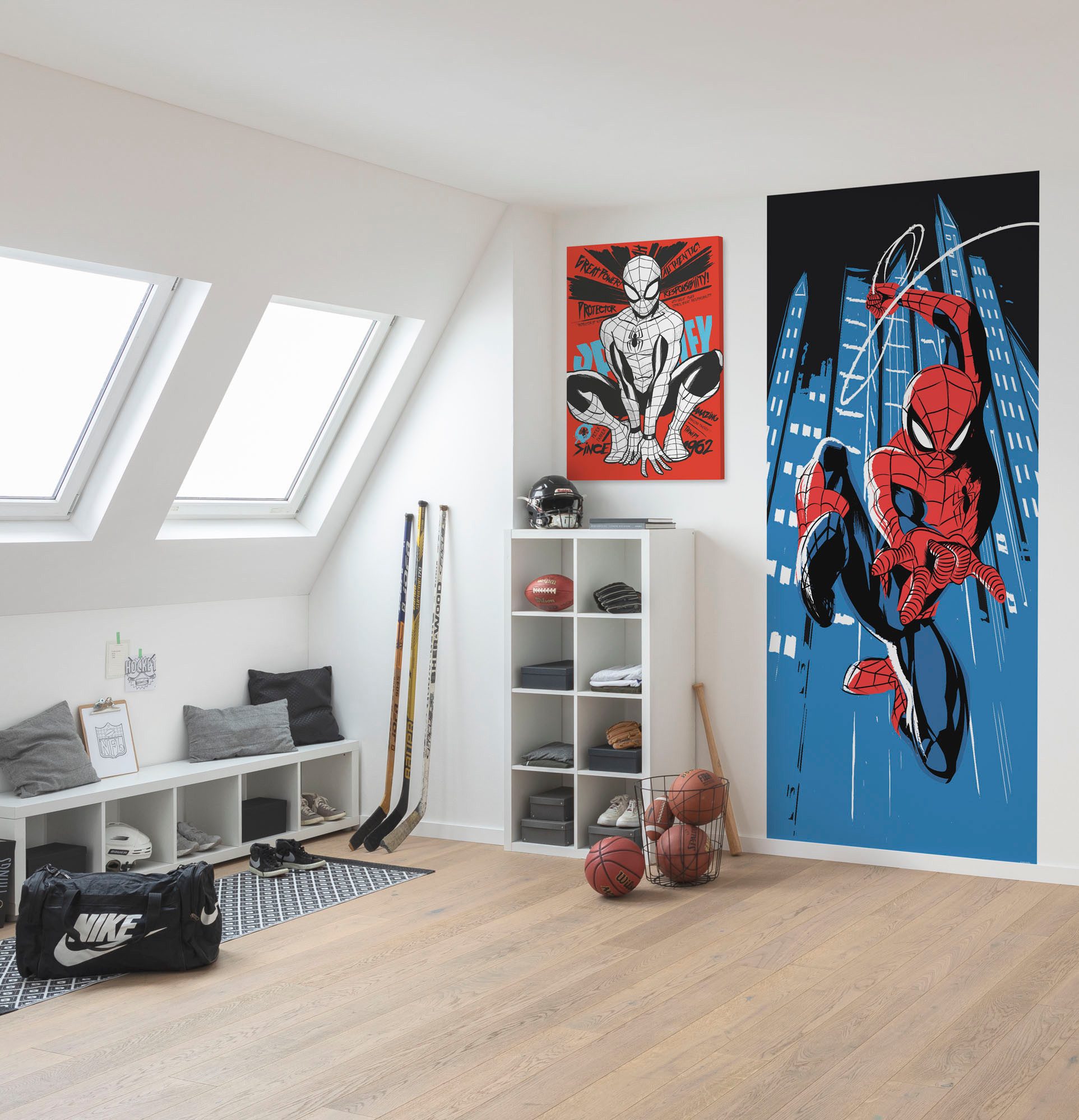Fototapete Digitaldruck Vlies - Spider-Man Rooftop-Rockin‘ - Größe 100 x 250 cm
