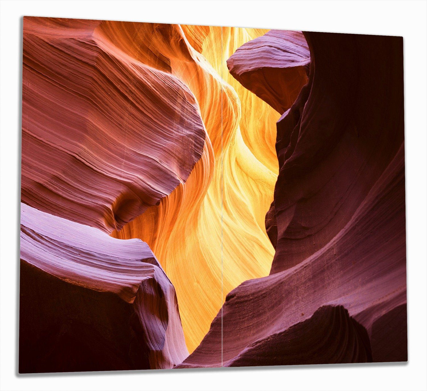 Wallario Herd-Abdeckplatte Schlucht aus Sandstein in Arizona Antelope Canyon, ESG-Sicherheitsglas, (Glasplatte, 2 tlg., inkl. 5mm Noppen), verschiedene Größen