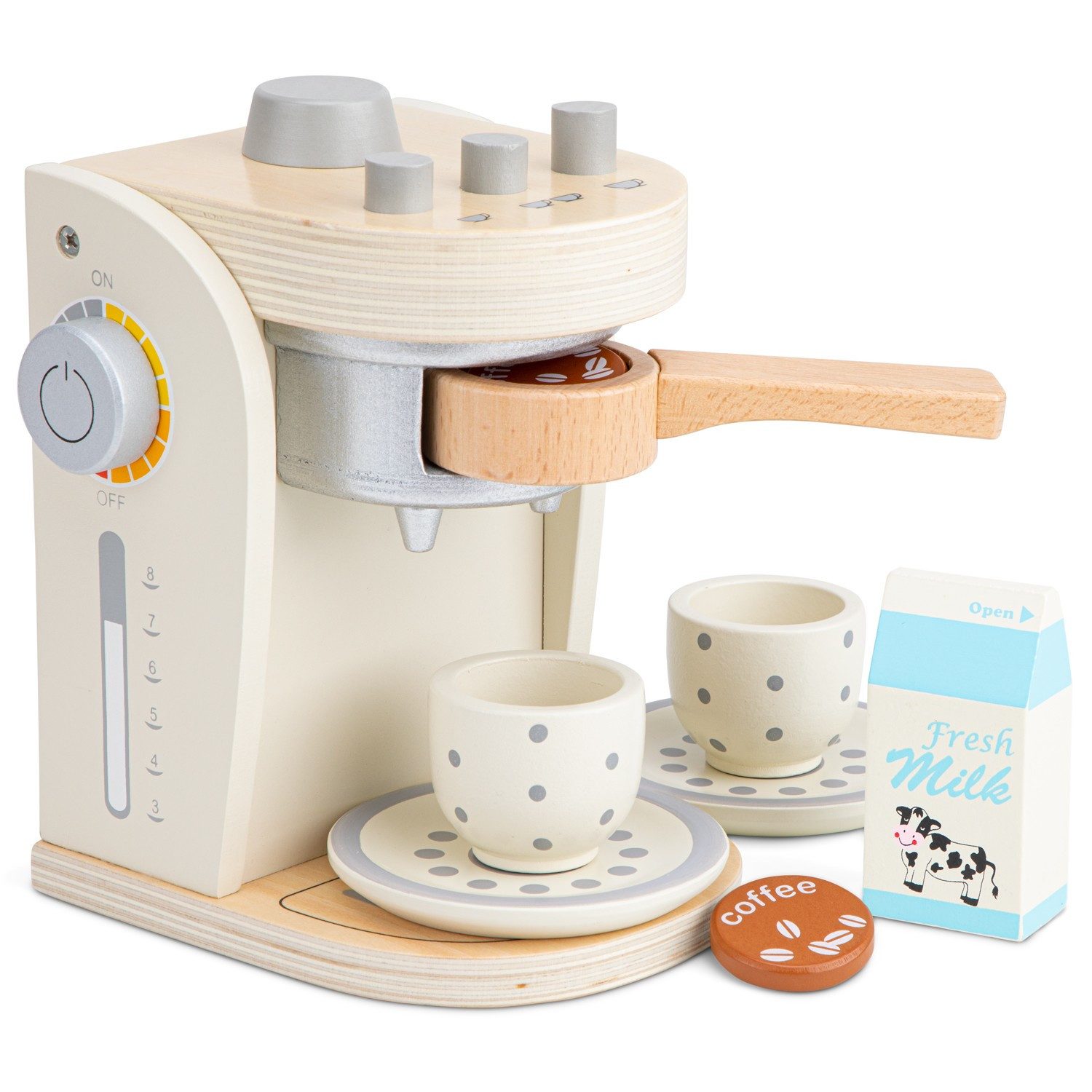 New Classic Toys® Spielküche Kaffeemaschine mit Pads, Kinder-Kaffeemaschine, Barista-Set, Espressomaschine