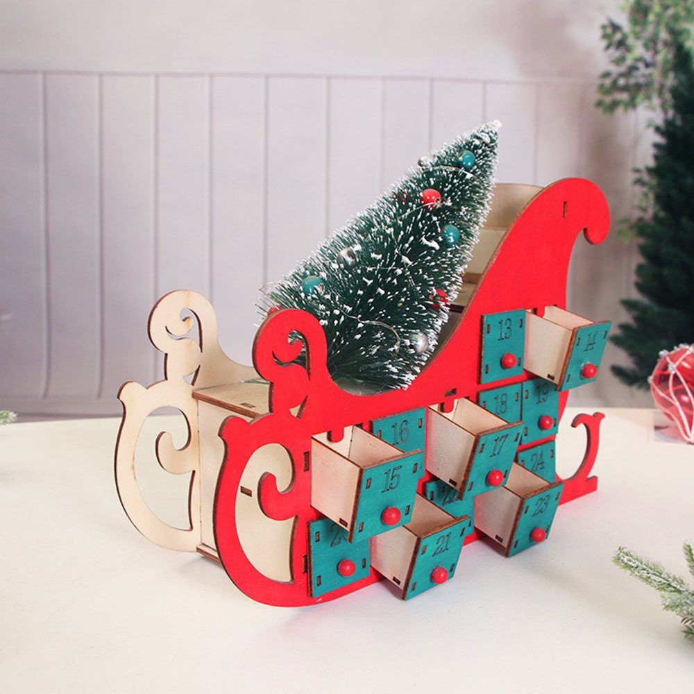 red 24-Tage-Weihnachts-Countdown-Kalender Holz Blusmart Mit Adventskalender Aus Verschleißfestem