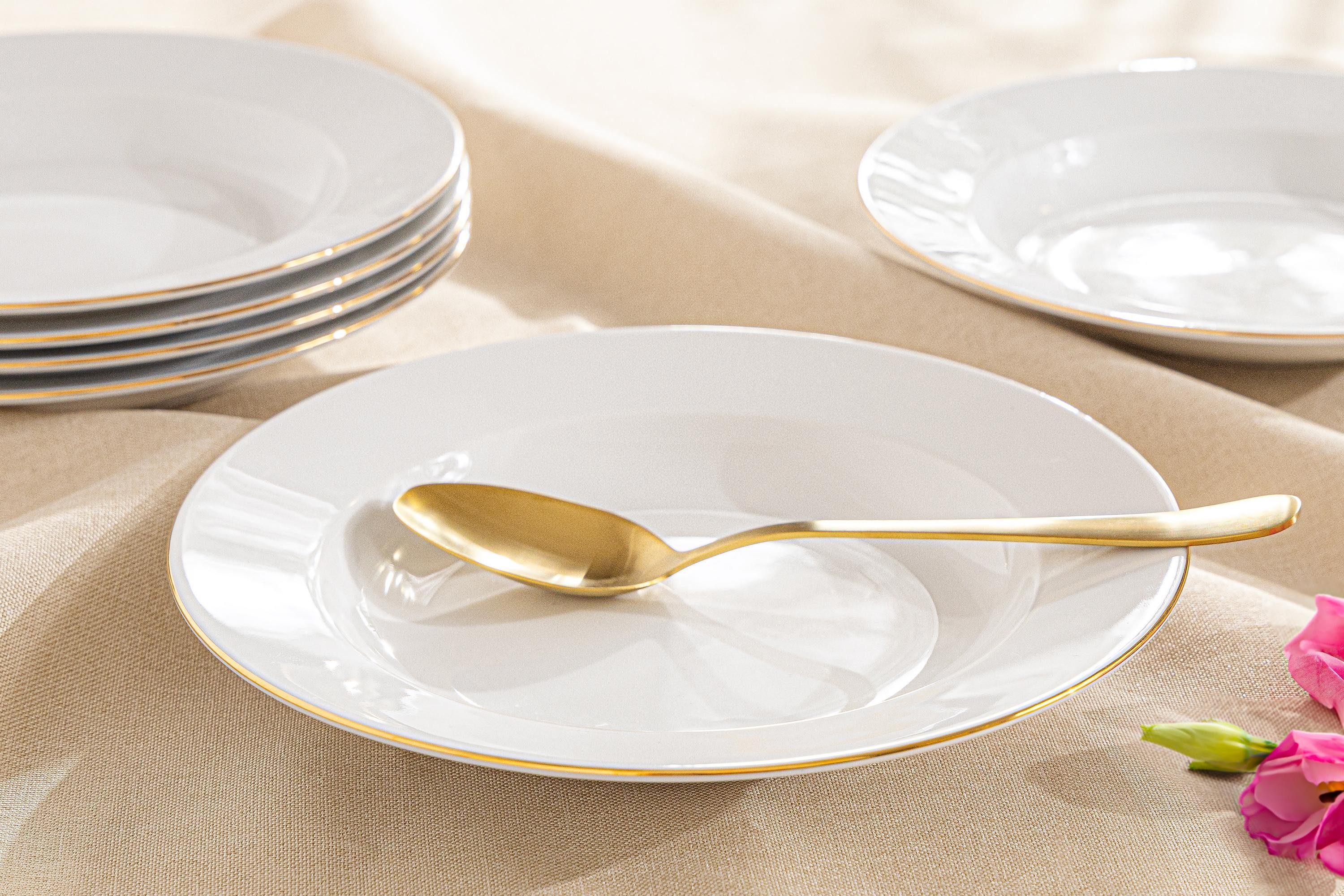 KONSIMO® Teller-Set MUSCARI Suppenteller (6-tlg), 6 Personen, Porzellan, Handwäsche, Rund