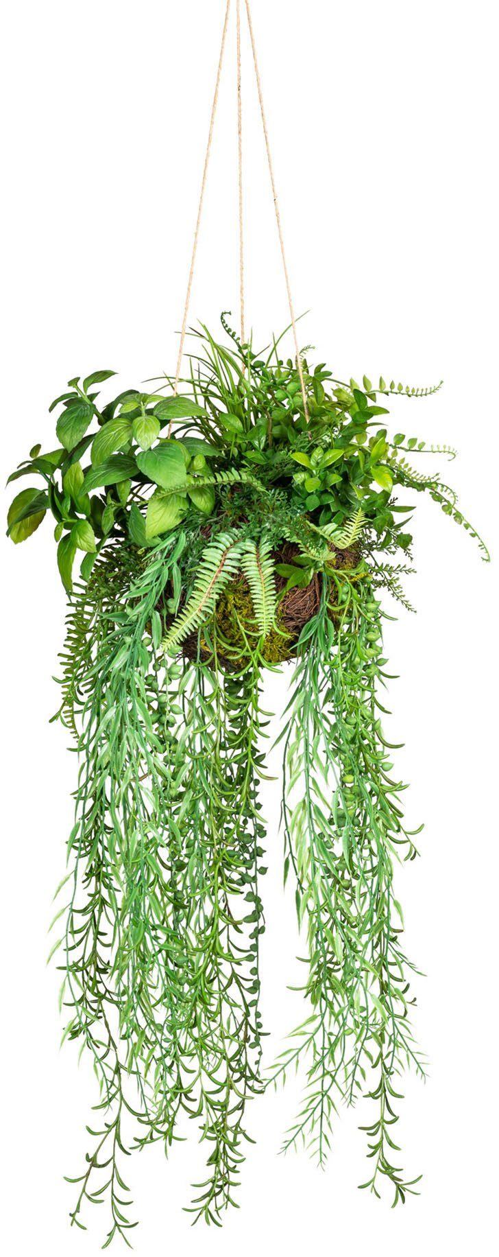 Künstliche Creativ 80 Grünpflanze, Höhe zum green, Hängen Zimmerpflanze Dekokugel cm