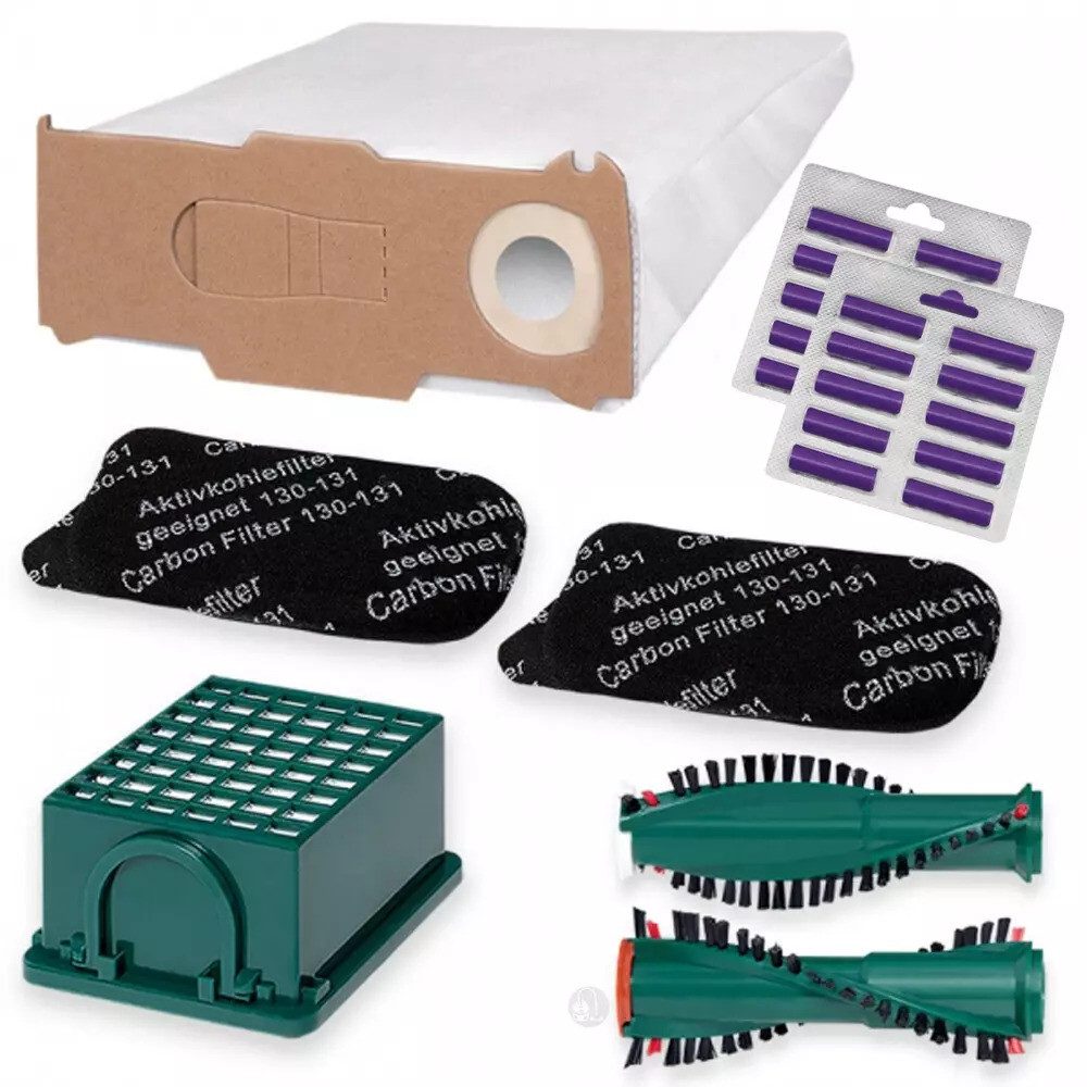 PRIMEBAG Staubsaugerbeutel 49tlg. Beutel Bürsten Filter Duft passt für Vorwerk VK 130 131