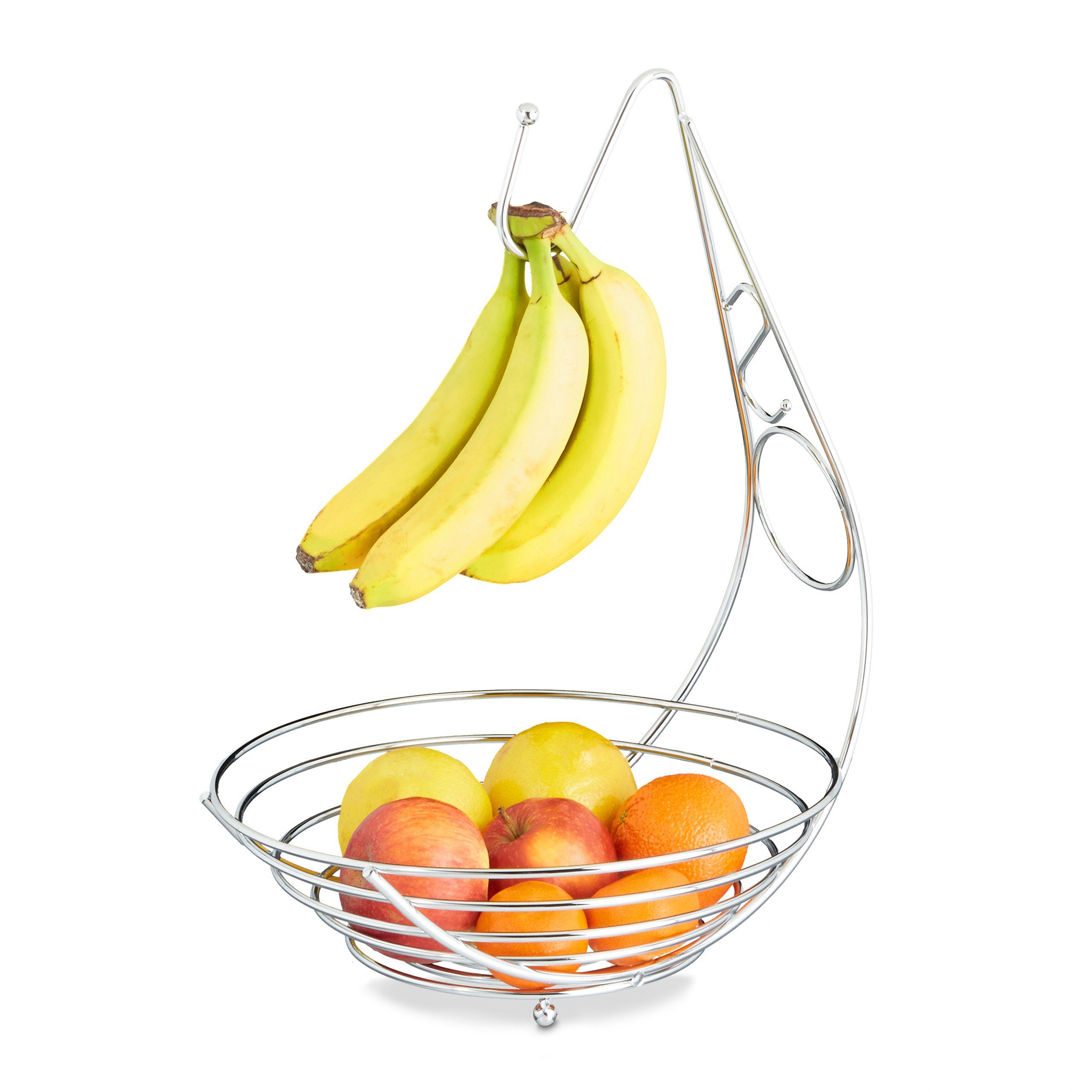 relaxdays Obstschale mit Bananenhalt, Eisen