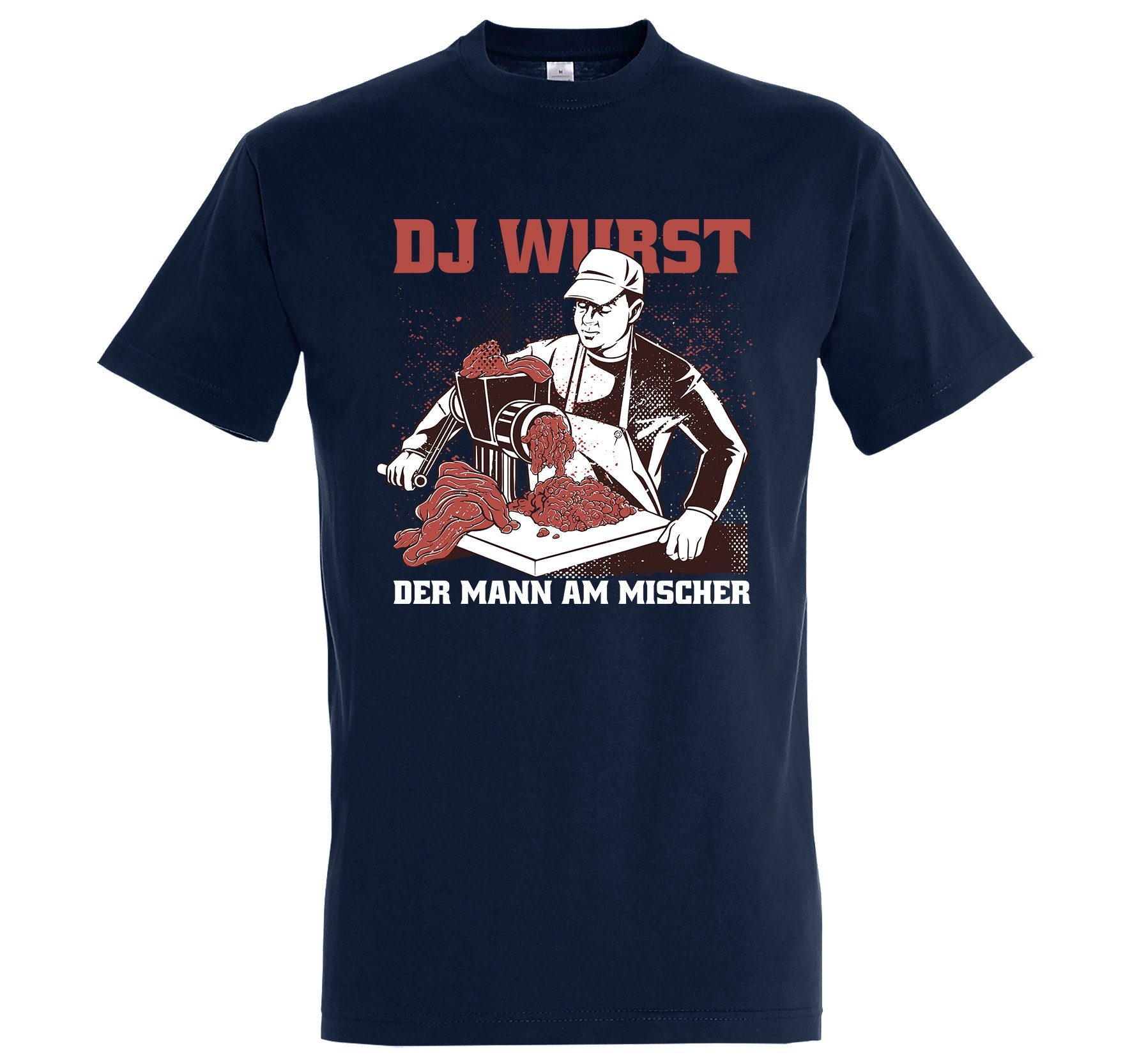 Youth Designz T-Shirt Fleischer DJ Wurst Herren Shirt mit lustigem Frontprint Navyblau