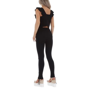 Ital-Design Jumpsuit Damen Freizeit Stretch Zweiteiler in Schwarz