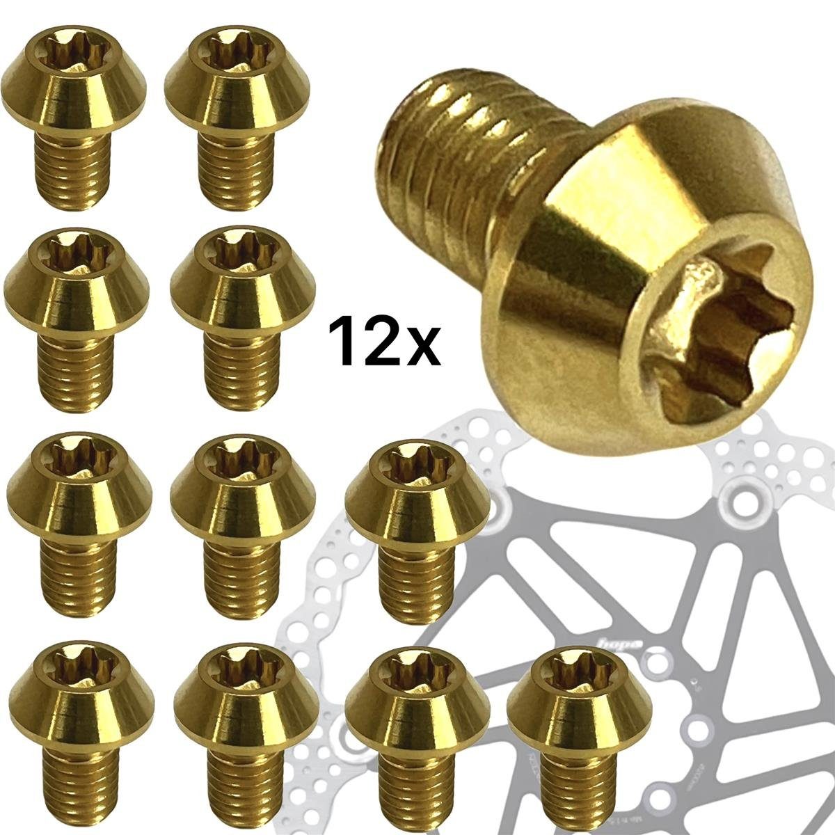 Fantic26 Scheibenbremse Titan M5x8 Torx Disc SL Schrauben (12er Set) Gold
