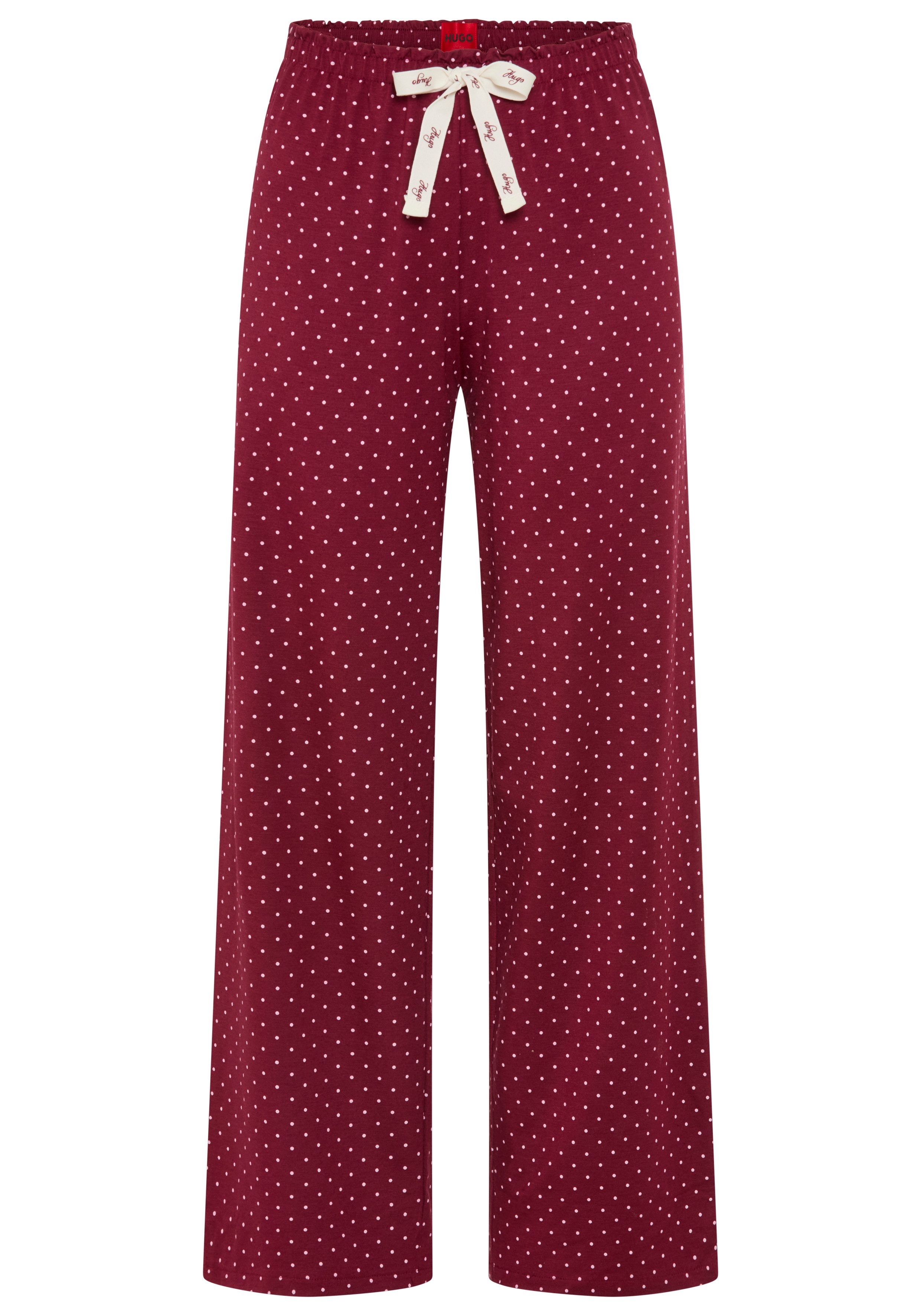 HUGO Pyjamahose elastischer Bund, gerader Schnitt, gewellte Kanten