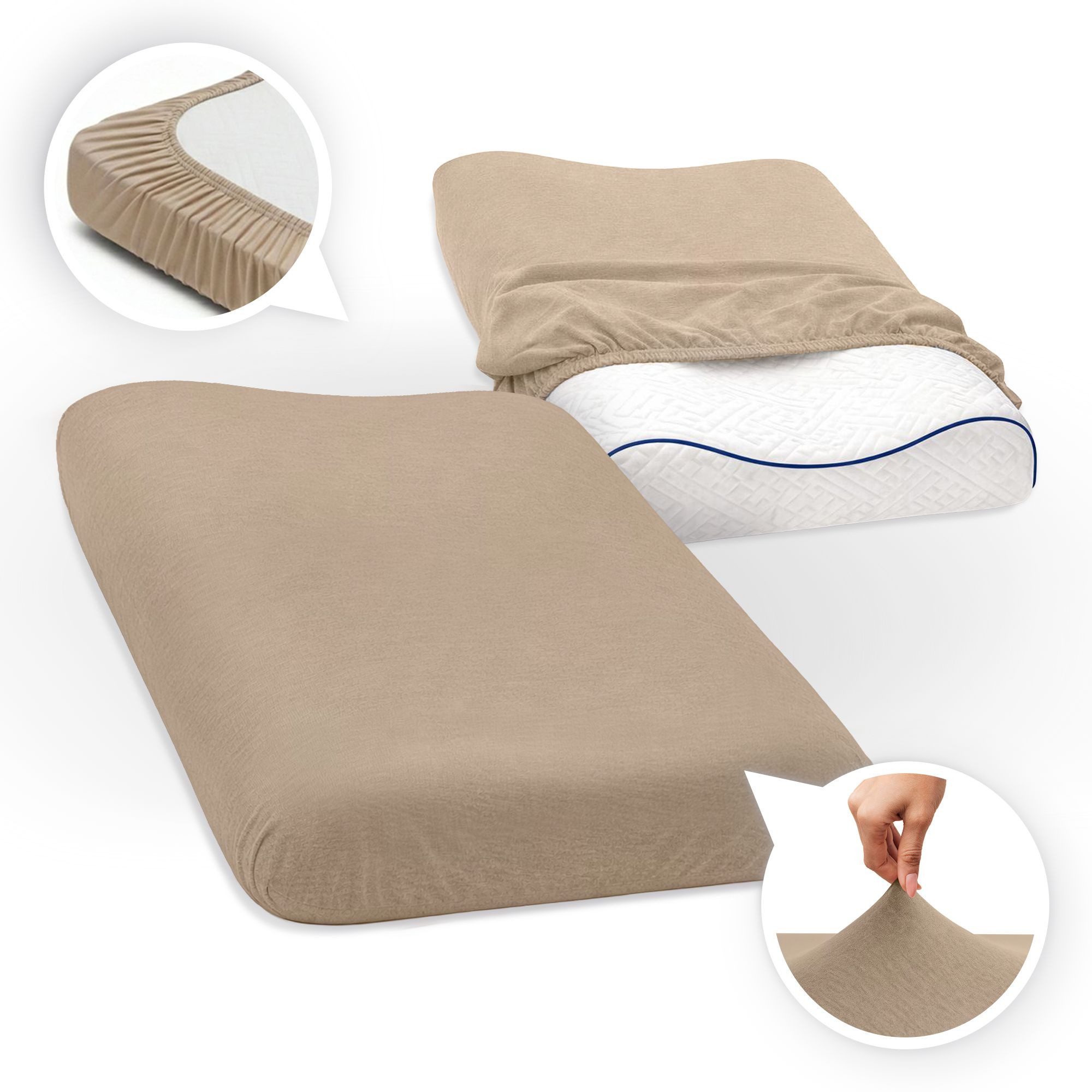 SEI Design Kissenbezüge Kissenbezug Spannbezug für Gesundheitskissen – 40x60 cm – Stretch, Bezug ist geeignet für Nackenkissen ergnonomische Kissen Schlafkissen