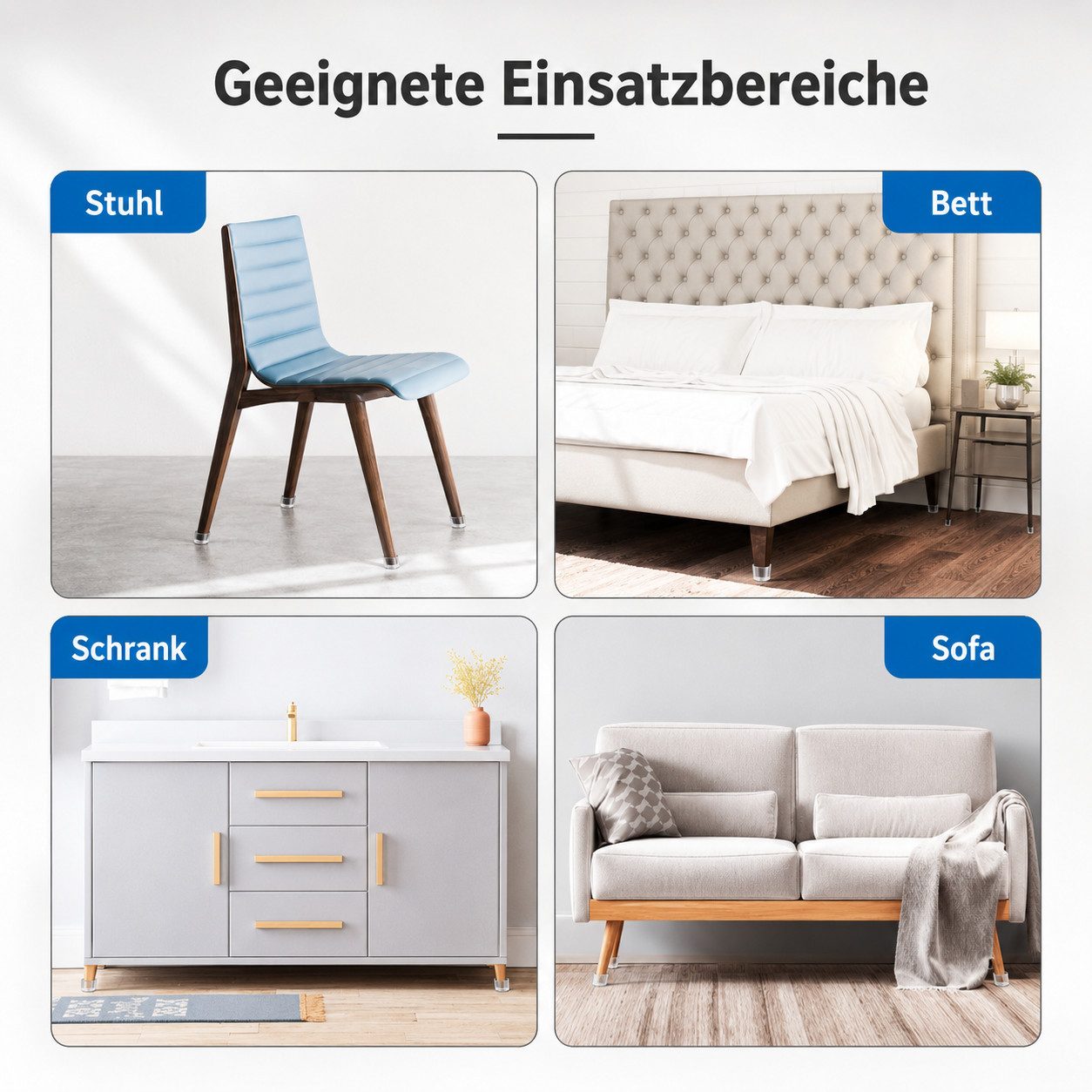 JASLIFE Filzgleiter 24 Stück Stuhlbeinschoner Stuhlbeinkappen mit Filz, Stuhlgleiter Filz, Bodenschonend, rutschfest & leise ideal für Fliesen, Parkett, Laminat