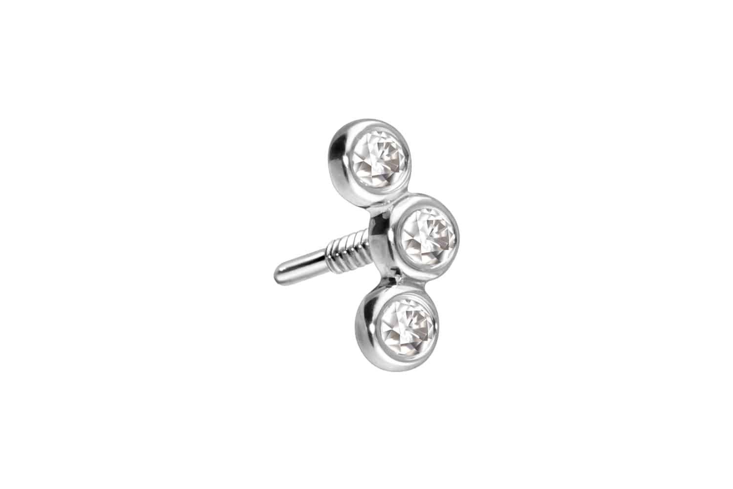 Piercing-Set 14 Karat Gold Schraubaufsatz mit Außengewinde MOISSANIT-BOGEN