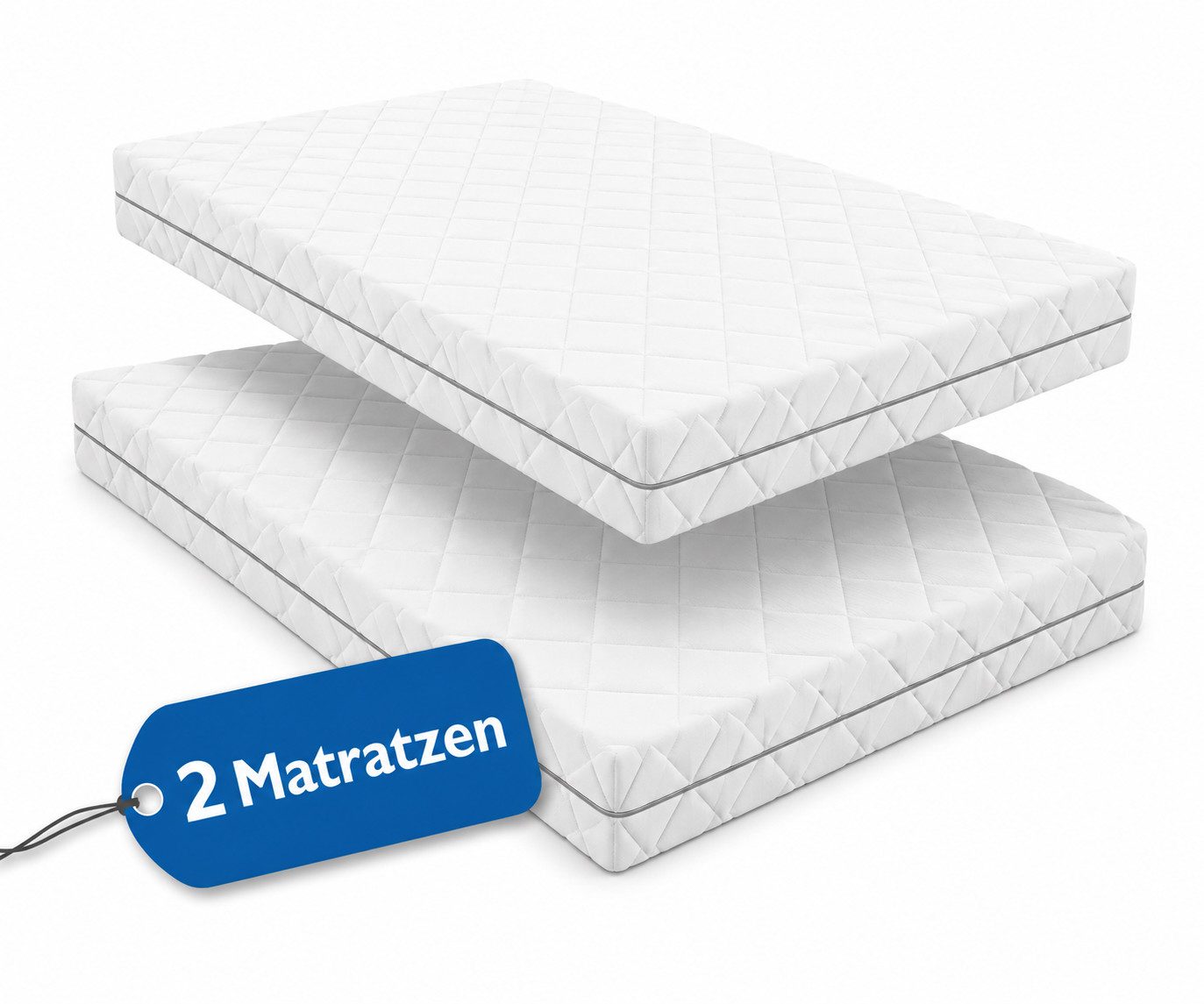Taschenfederkernmatratze Set 2 Stück Matratze Köln 7-Zonen 90x200 100x200cm 80x200cm, Matratzen Perfekt, 20 cm hoch, (2 Stück Matratzen, für 160x200, 180x200cm & 200x200cm), 7 Liegezonen, verschiedene Härtegrade bis 160 Kg Belastbar