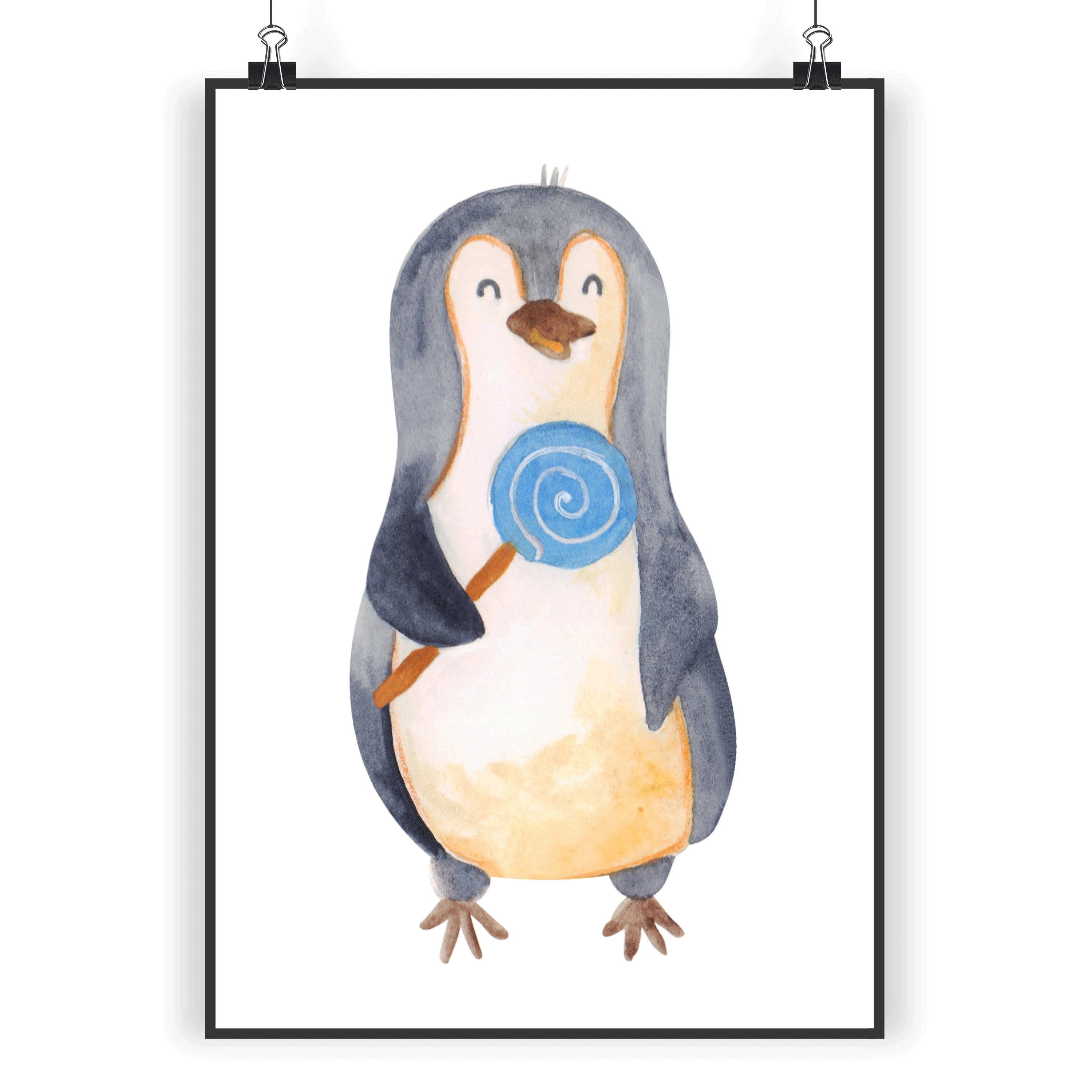 Mr. & Mrs. Panda Poster DIN A3 Pinguin Lolli - Weiß - Geschenk, Wandposter,  Wanddeko, Bild, K, Pinguin Lolli (1 St), Kollektion Pinguin - Kollektion  Pinguin