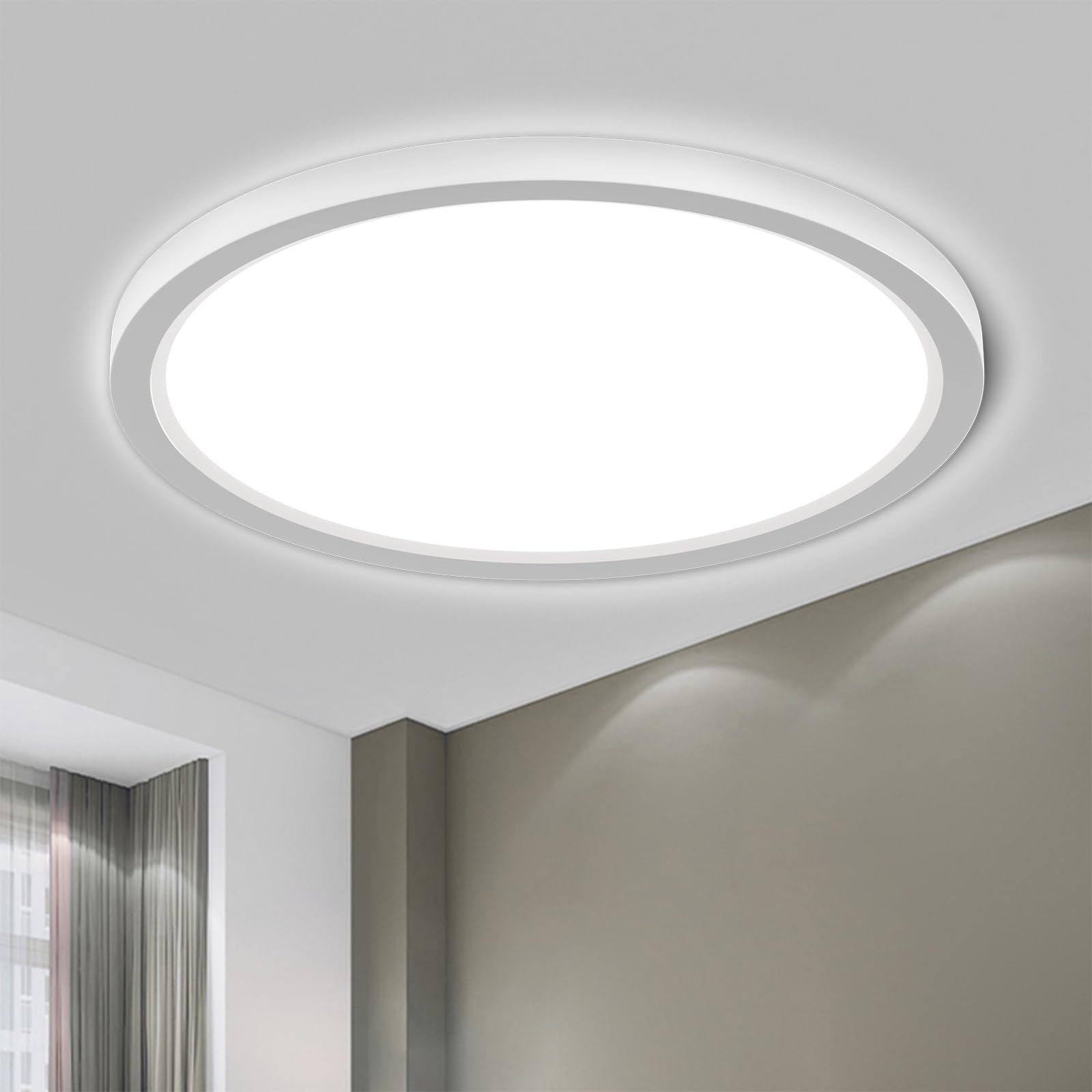 LQWELL LED Deckenleuchte Deckenleuchte Vielseitige Beleuchtung 1,6CM Ultradünne runde, 24W, LED fest integriert, Warmweiß (3000K)/ Neutralweiß (4000K)/ Kaltweiß (6500K), augenschonende Deckenbeleuchtung, für Wohnzimmer Badezimmer Schlafzimmer Küche Balkon Keller Büro