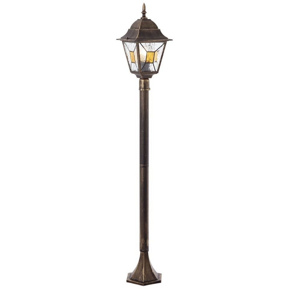 Brilliant Außen-Stehlampe Janel, Janel Außenstandleuchte 120cm schwarz gold 1x  A60, E27, 60W, geeigne, Dimmbar bei Verwendung geeigneter Leuchtmittel und  Dimmer