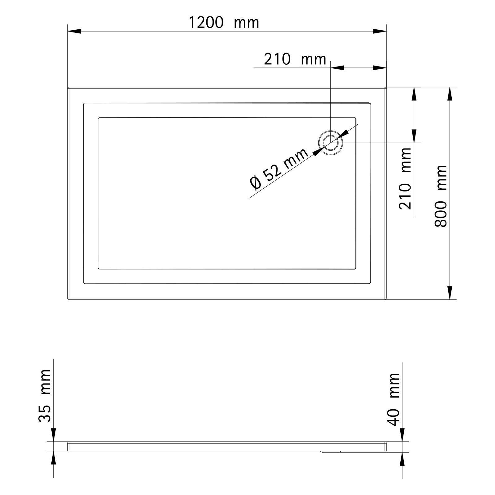 Schulte Duschwanne 80 x 120 cm, rechteckig, Sanitäracryl, Weiß Komplett Set mit Stellfüße und Ablauf
