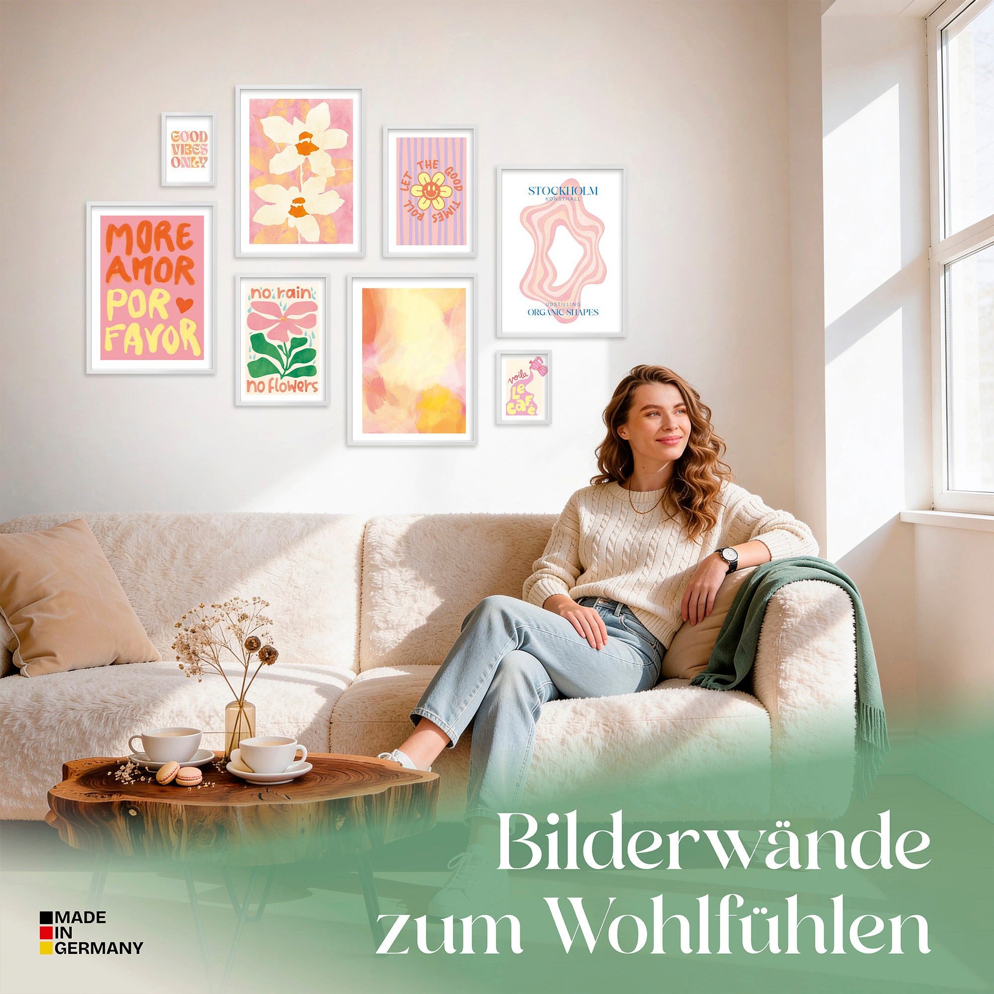 ARTFAVES Bilder-Collage Poster Set Abstract Dopamine Decor I mehrteilige Bilderwand I Wandbild, (Wandbilder modern, 8 St)