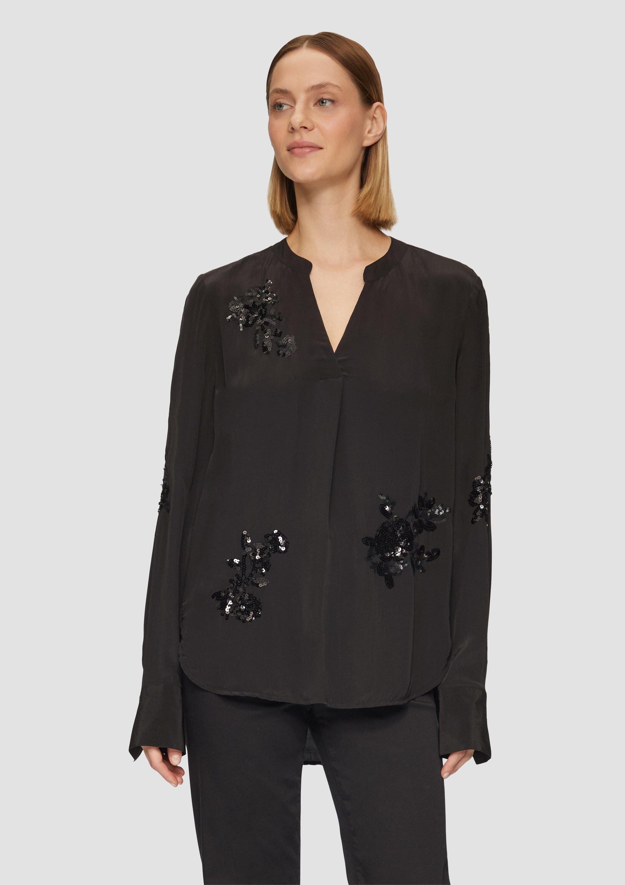 s.Oliver Langarmbluse Bluse Tunika-Bluse mit Pailletten-Detail günstig online kaufen
