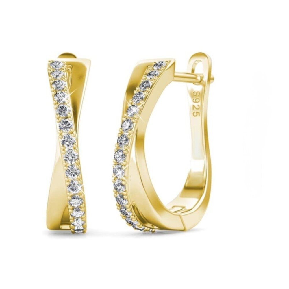 ROUGEMONT Paar Creolen Luxuriöse Damen Creolen Ohrringe 925 Silber 18K Gold, Echtschmuck