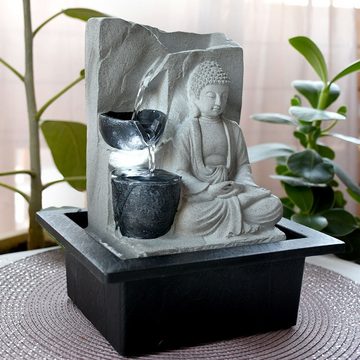 Globo Gartenbrunnen, LED Tisch Spring Brunnen Buddha Design Wasser Spiel Wohn Zimmer